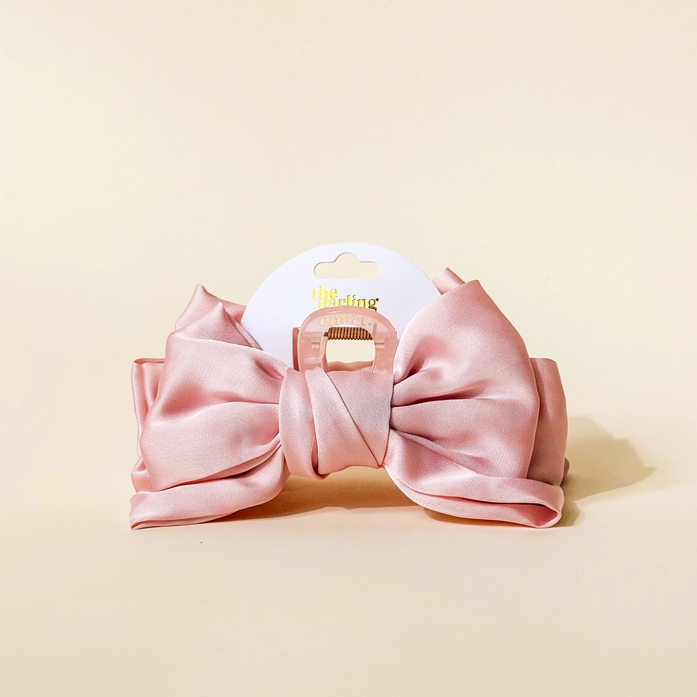 Blush Satin Bow Claw Clip