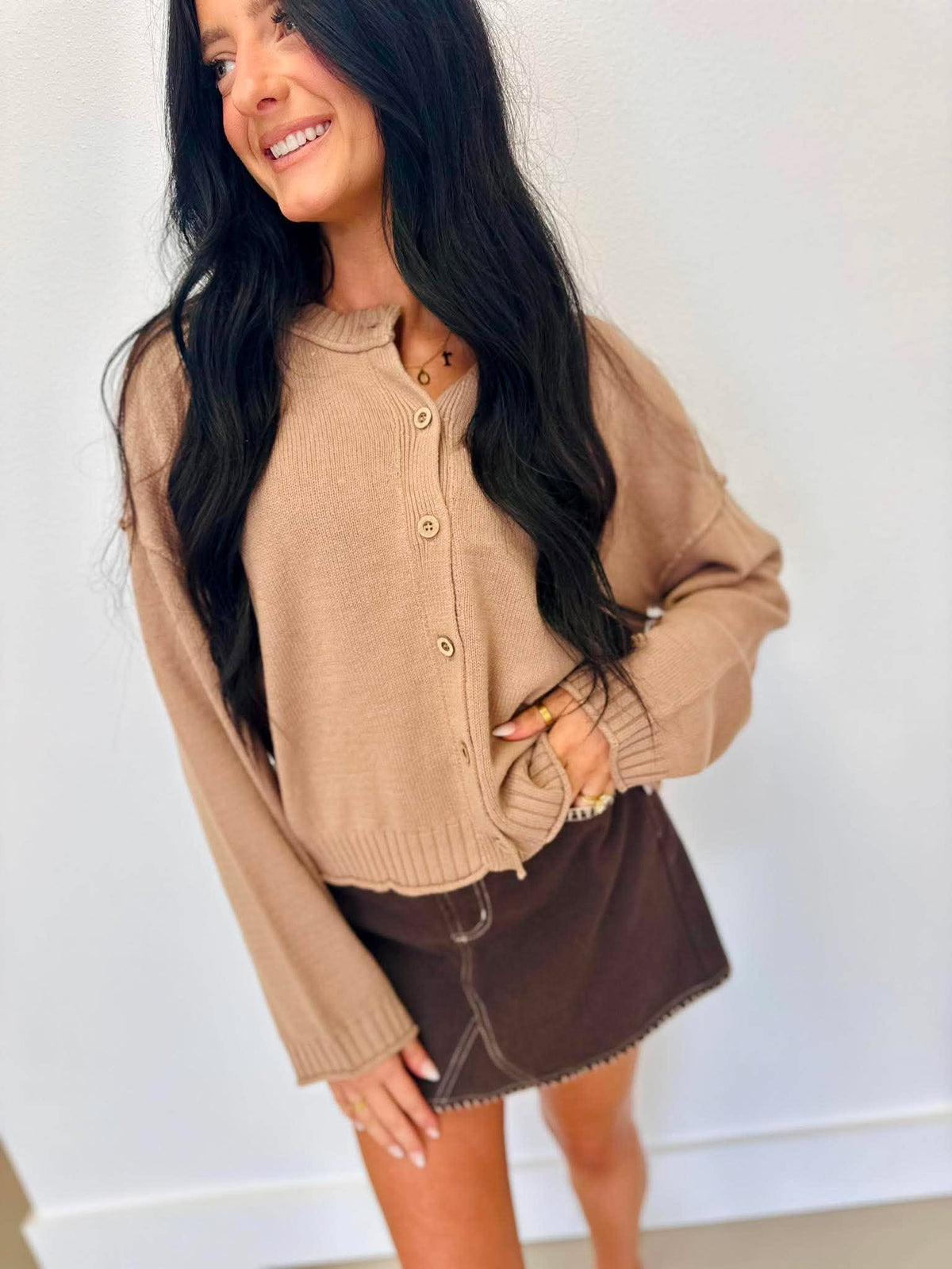 Raw Edge Exposed Seam Cardigan