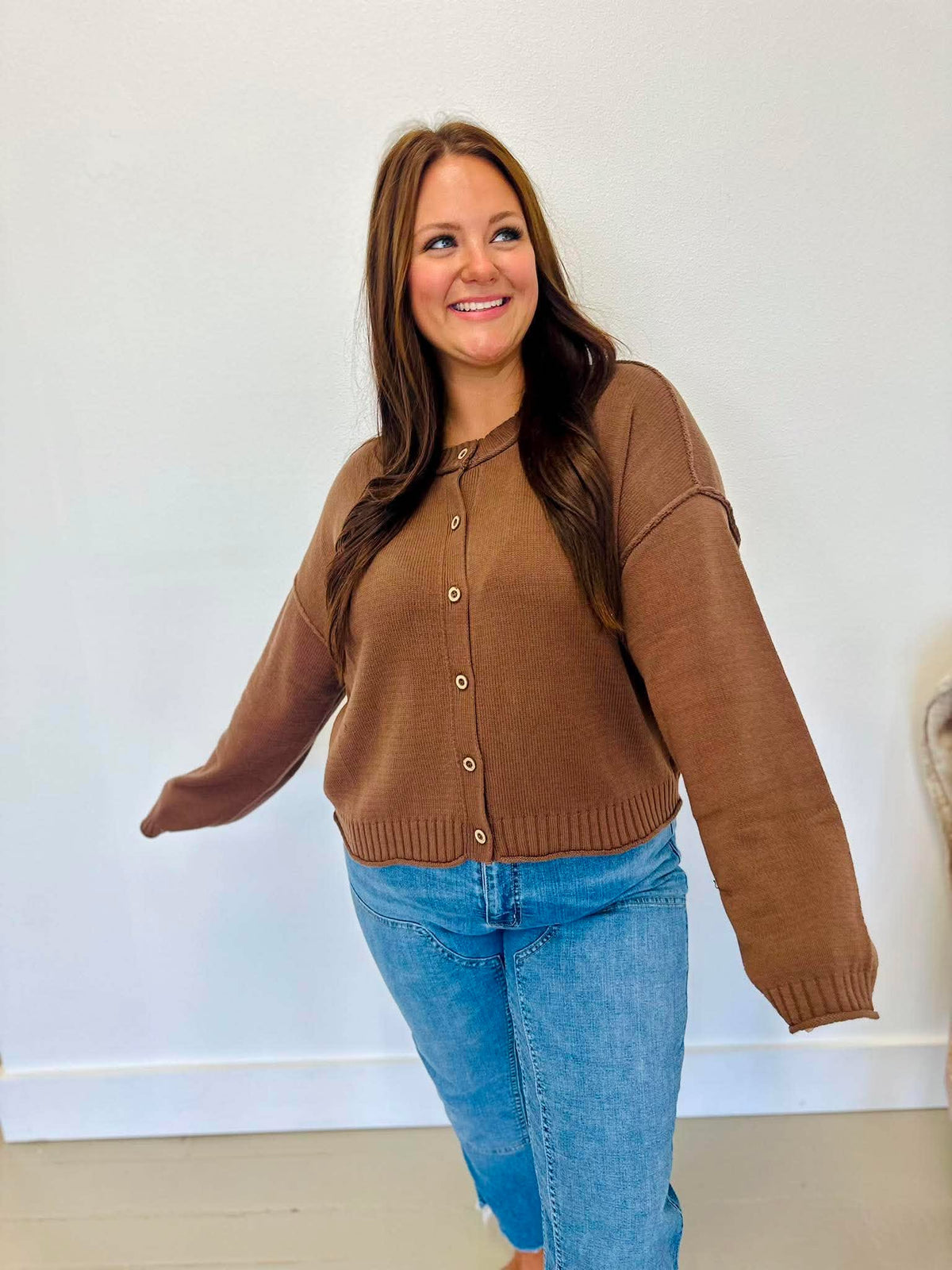 Raw Edge Exposed Seam Cardigan