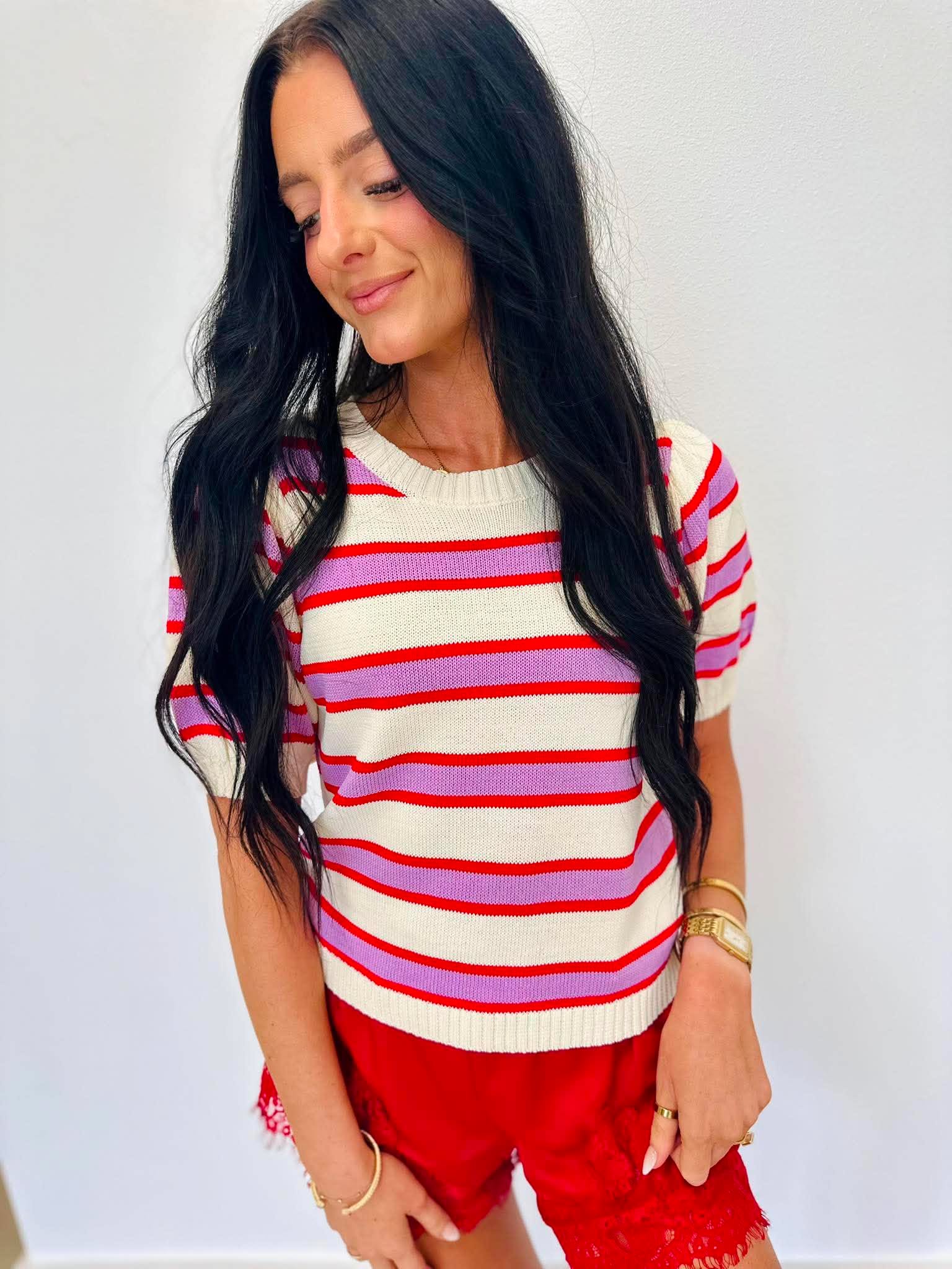 Over The Weekend Striped Sweater Top
