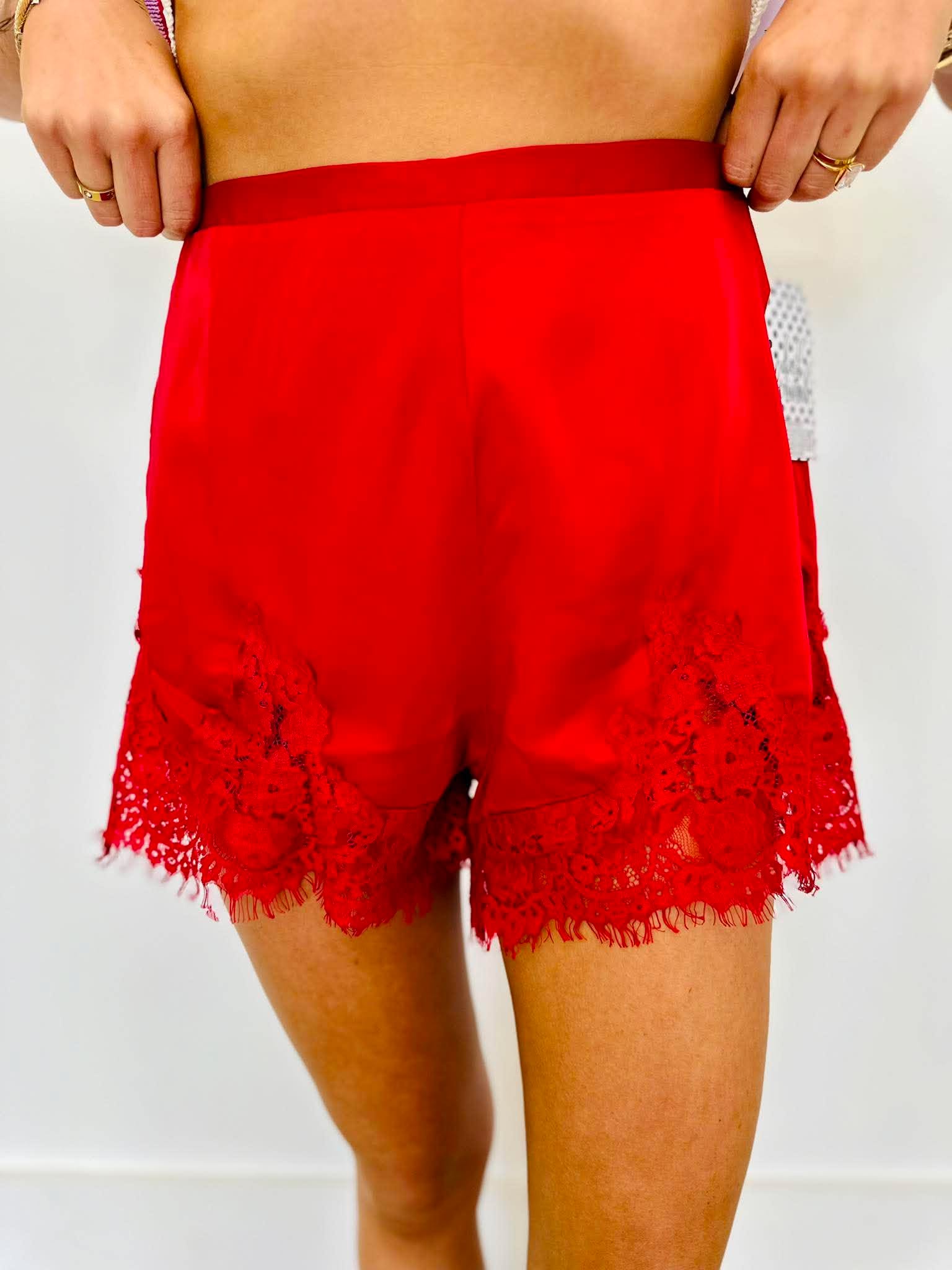 Classic Chic Red Lace Shorts