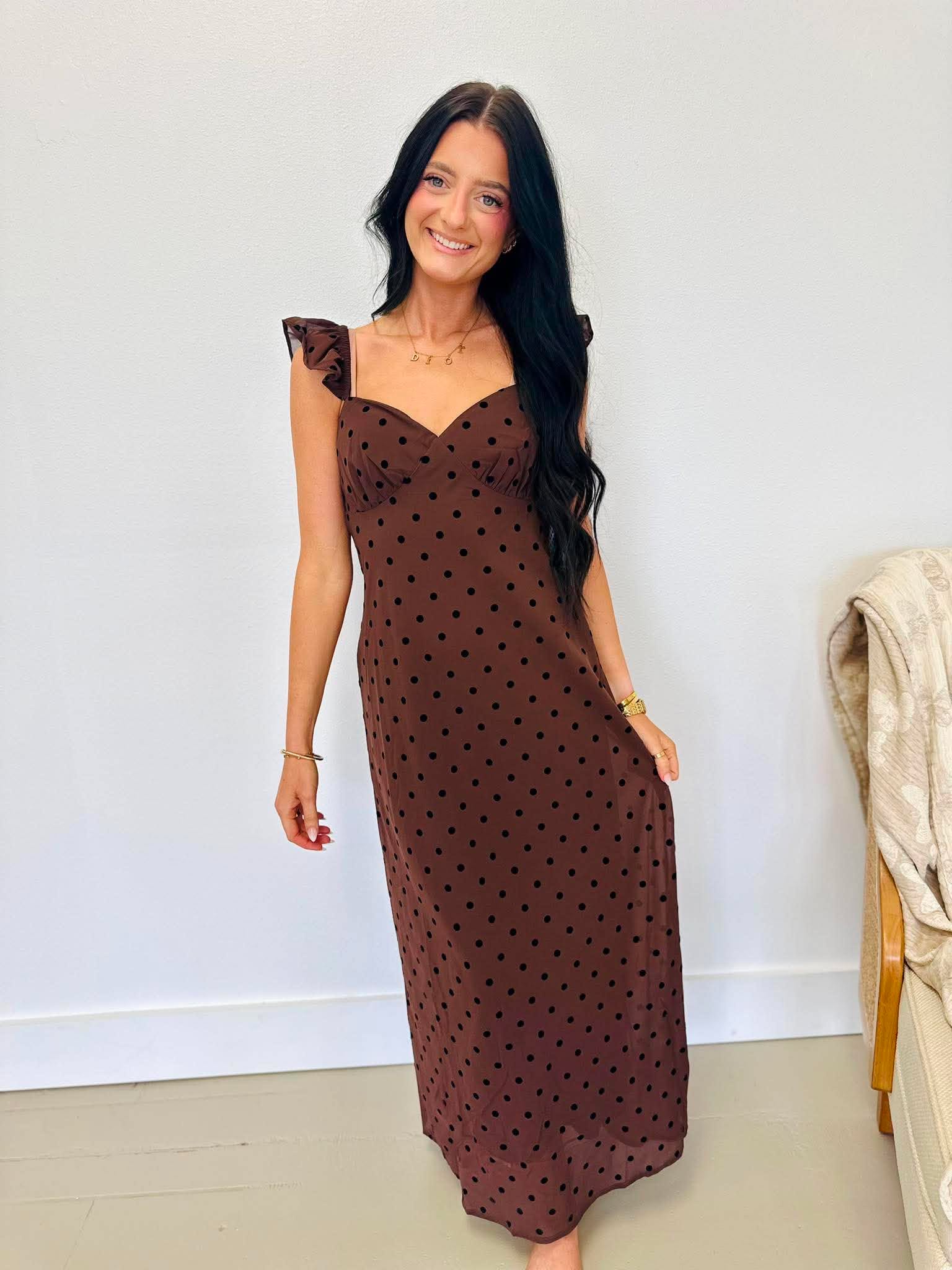 Subtle Detail Polka Dot Midi Dress