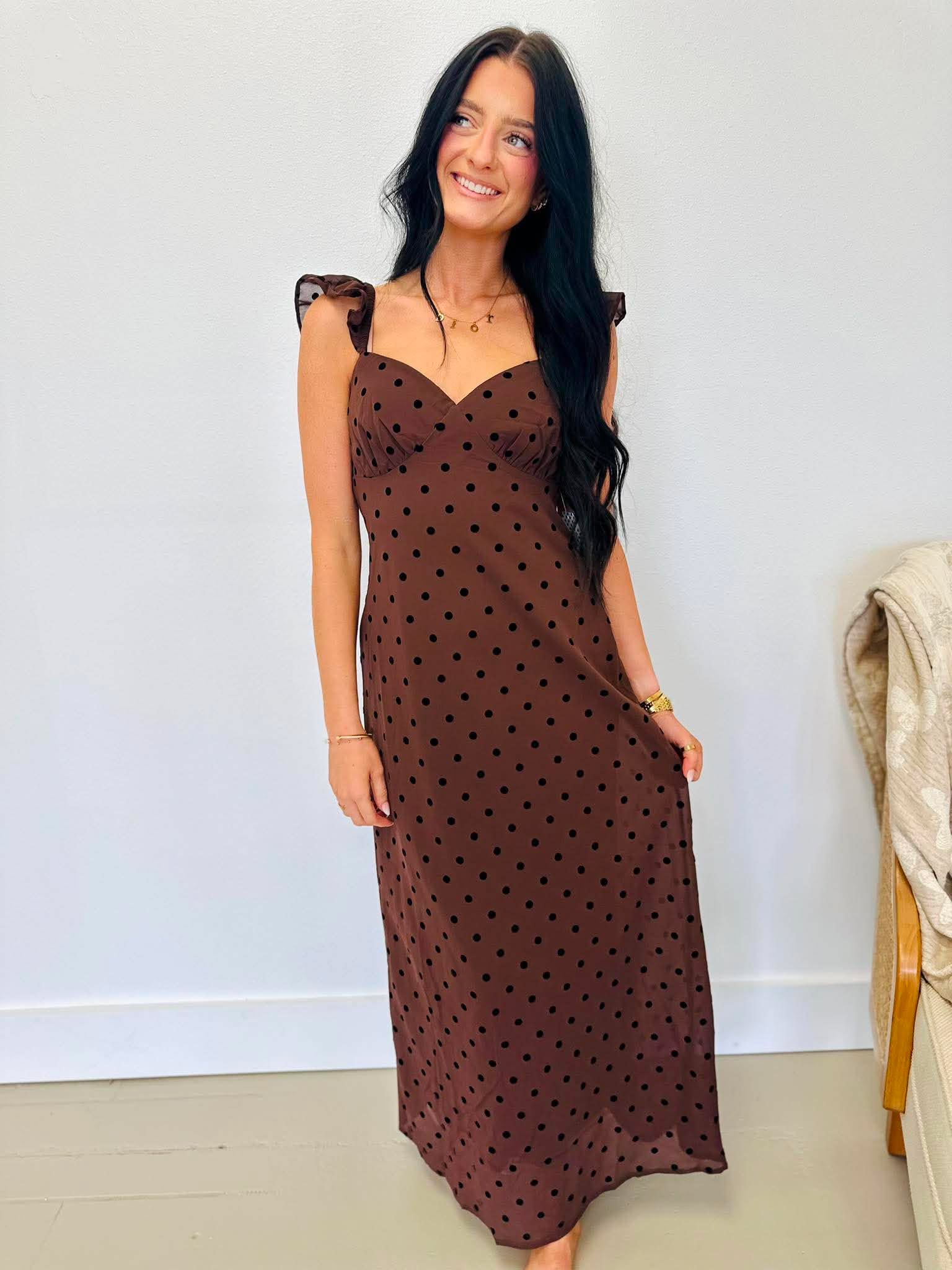 Subtle Detail Polka Dot Midi Dress