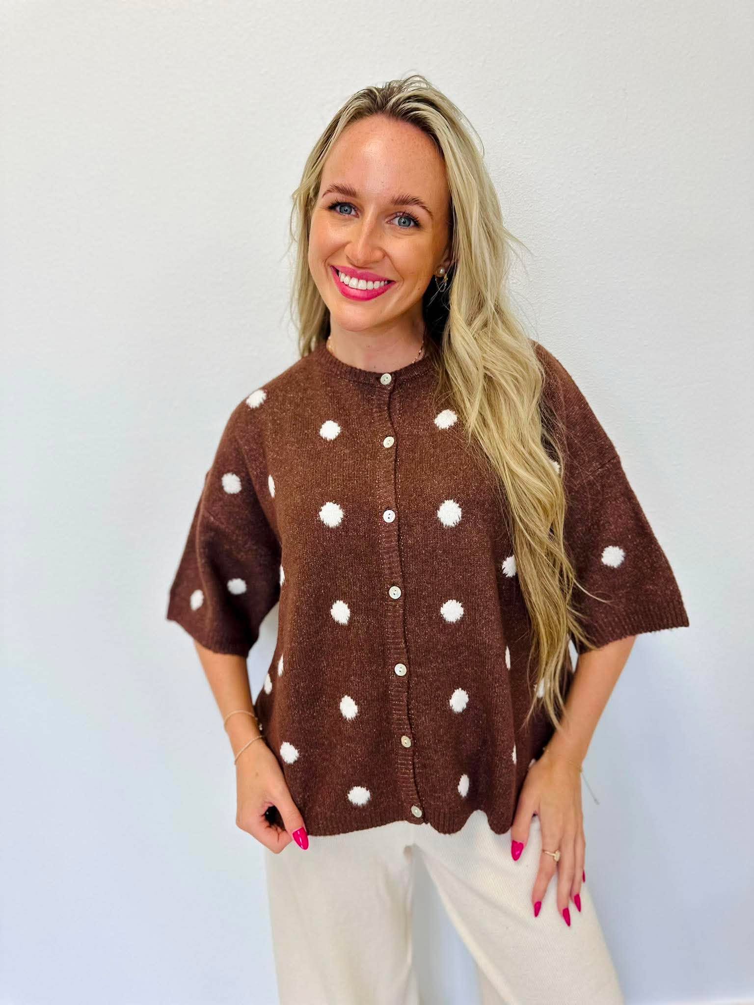 Mocha Moments Button Down Sweater Top