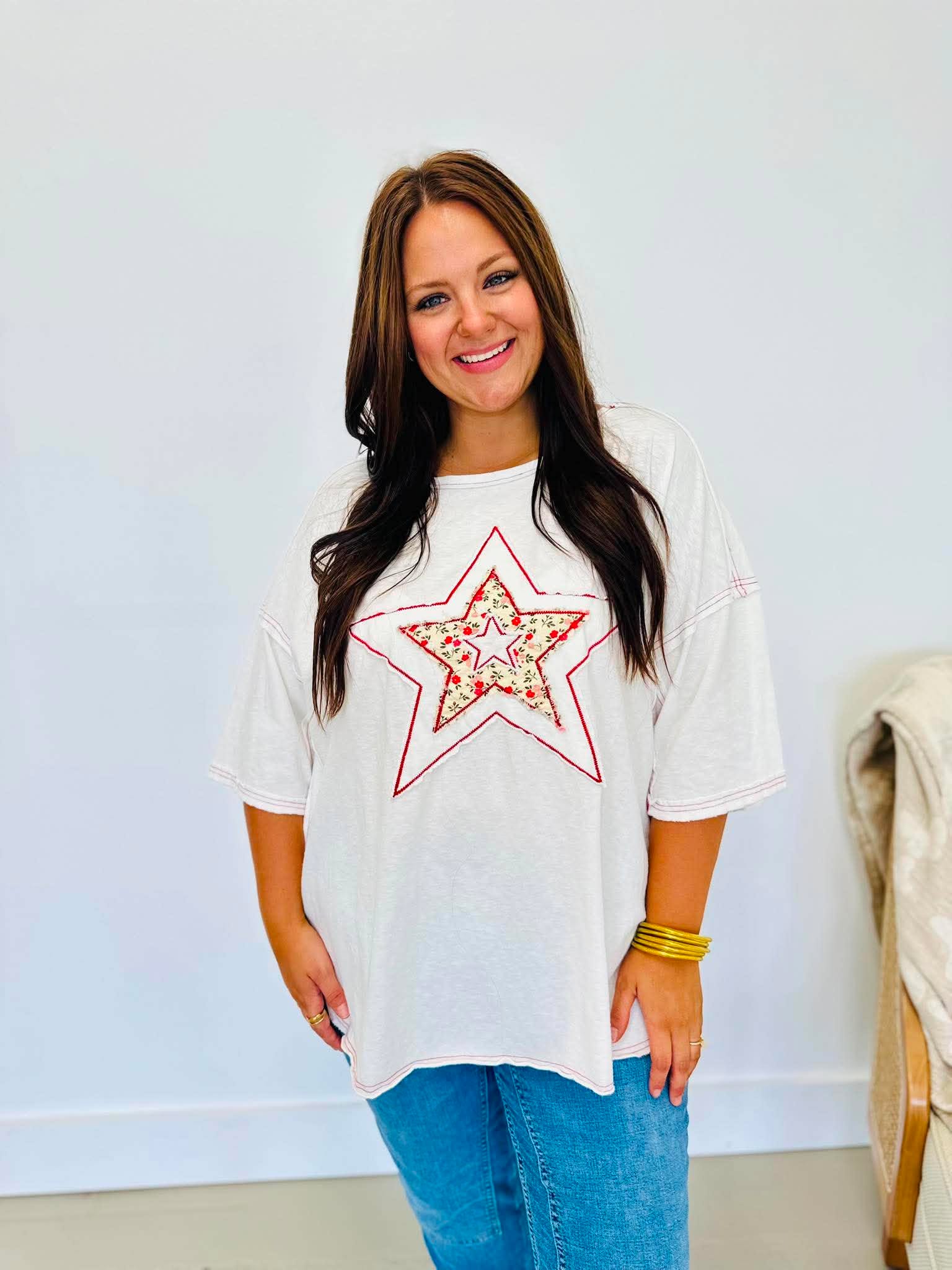 Red Star Patch Top