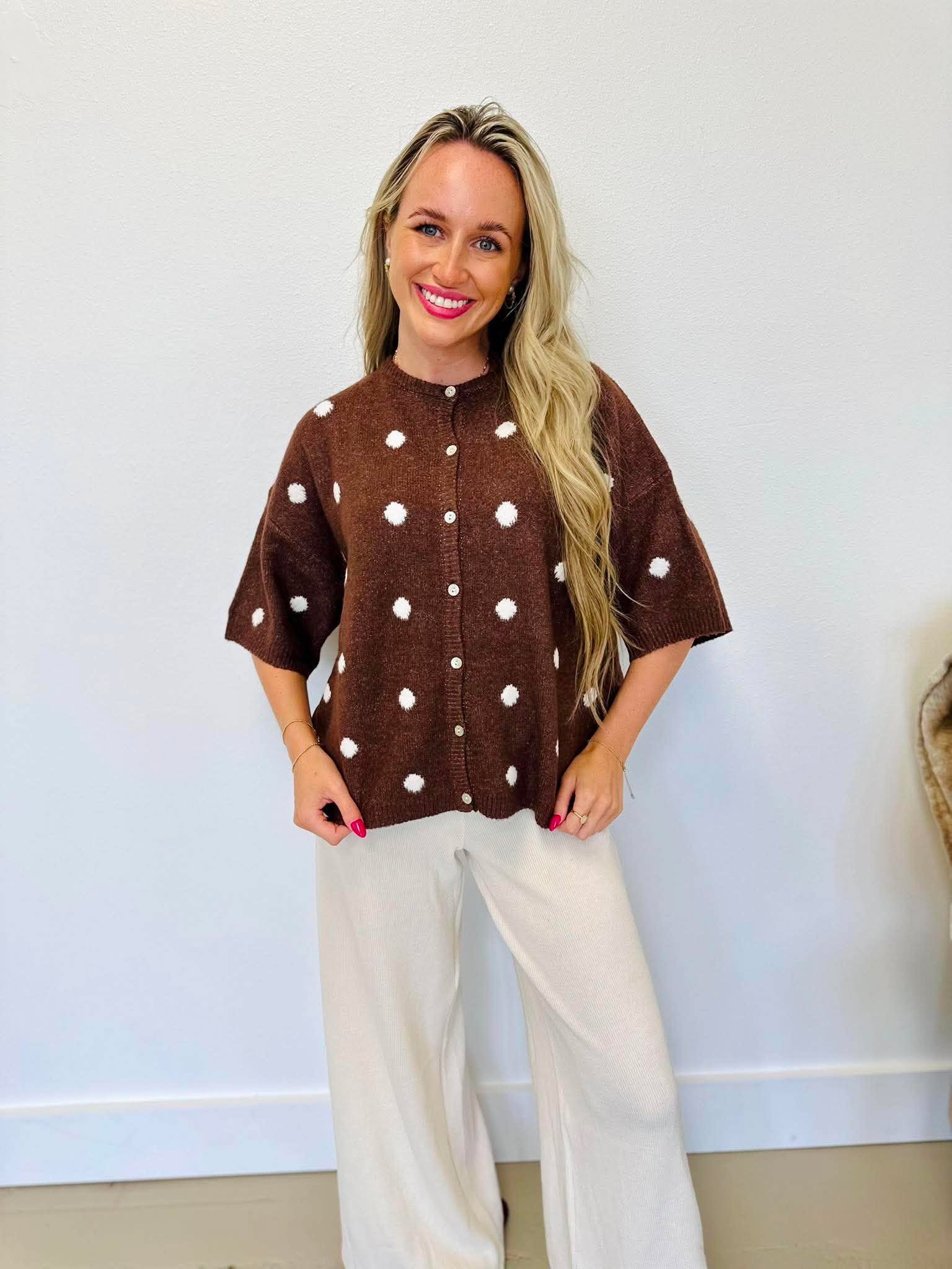 Mocha Moments Button Down Sweater Top