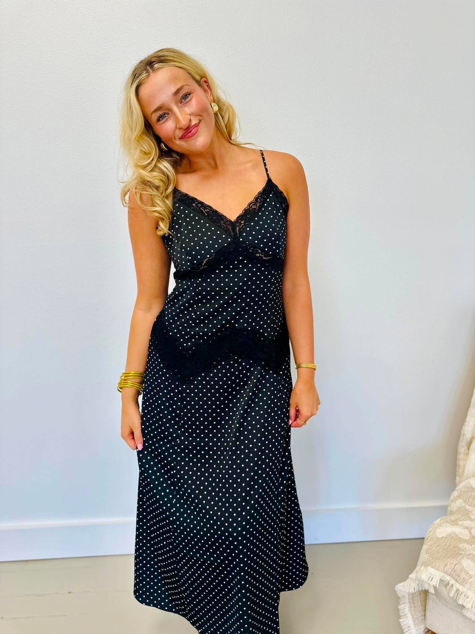 The Kaylan Black Lace Midi Dress
