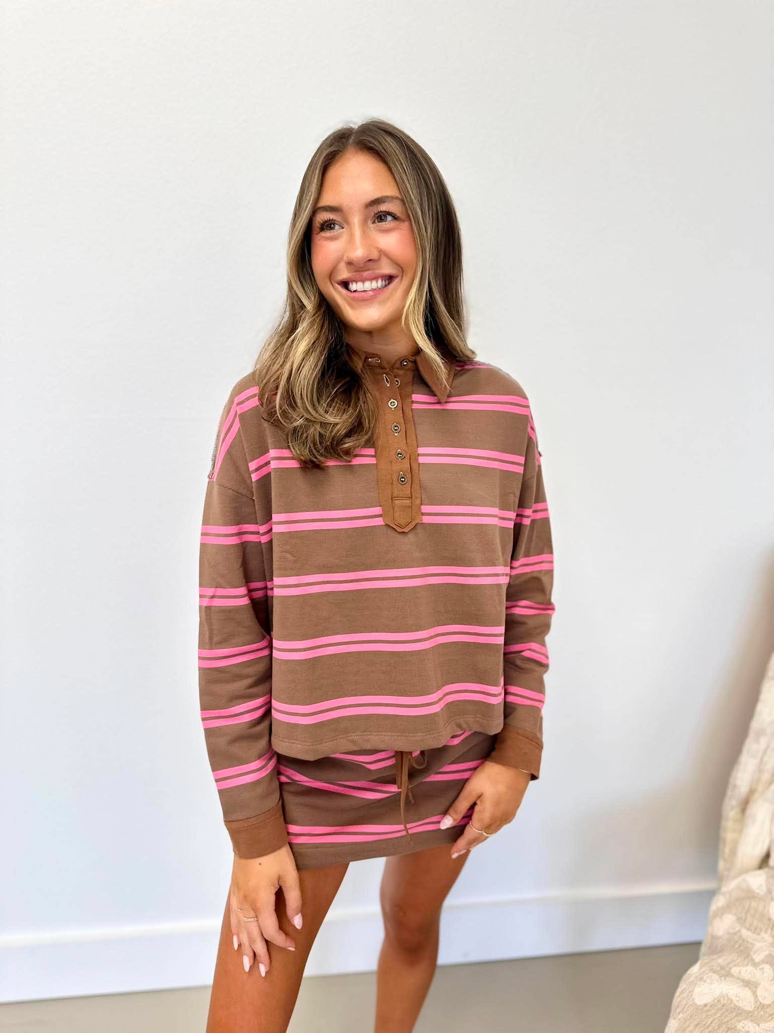 Chocolate Cherry Striped Top