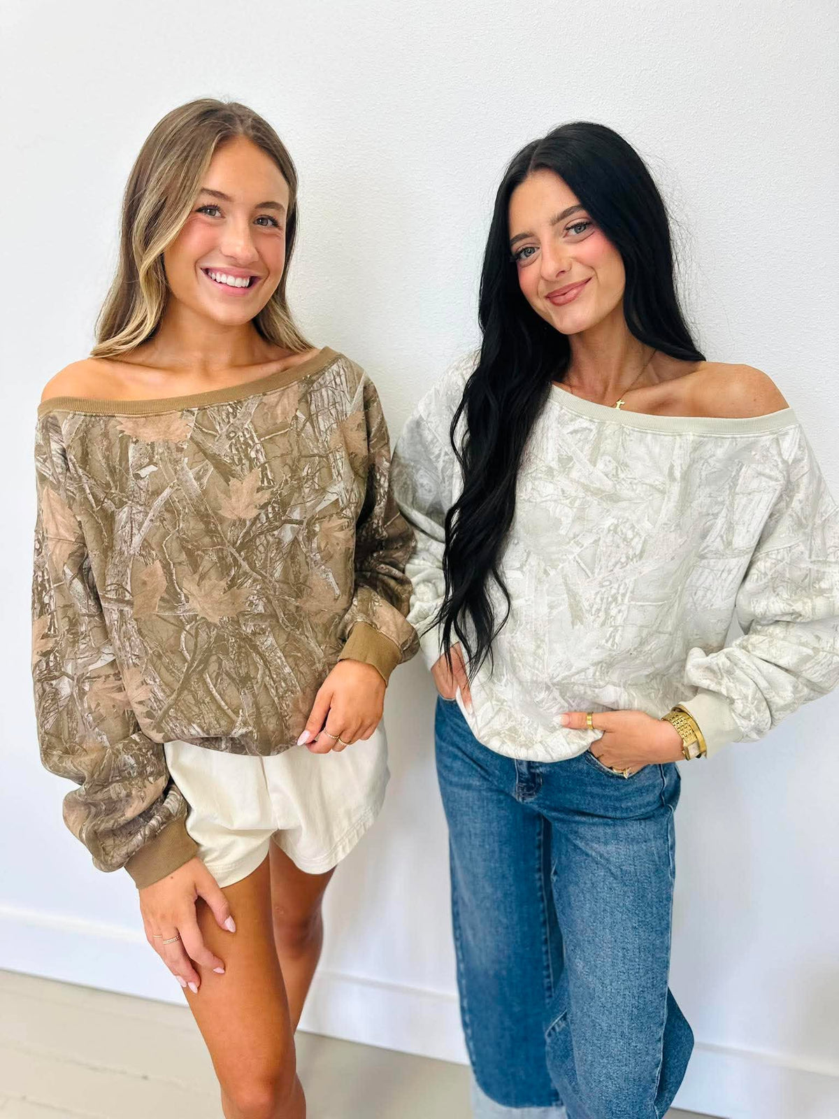 Camo Off The Shoulder Sweatshirt