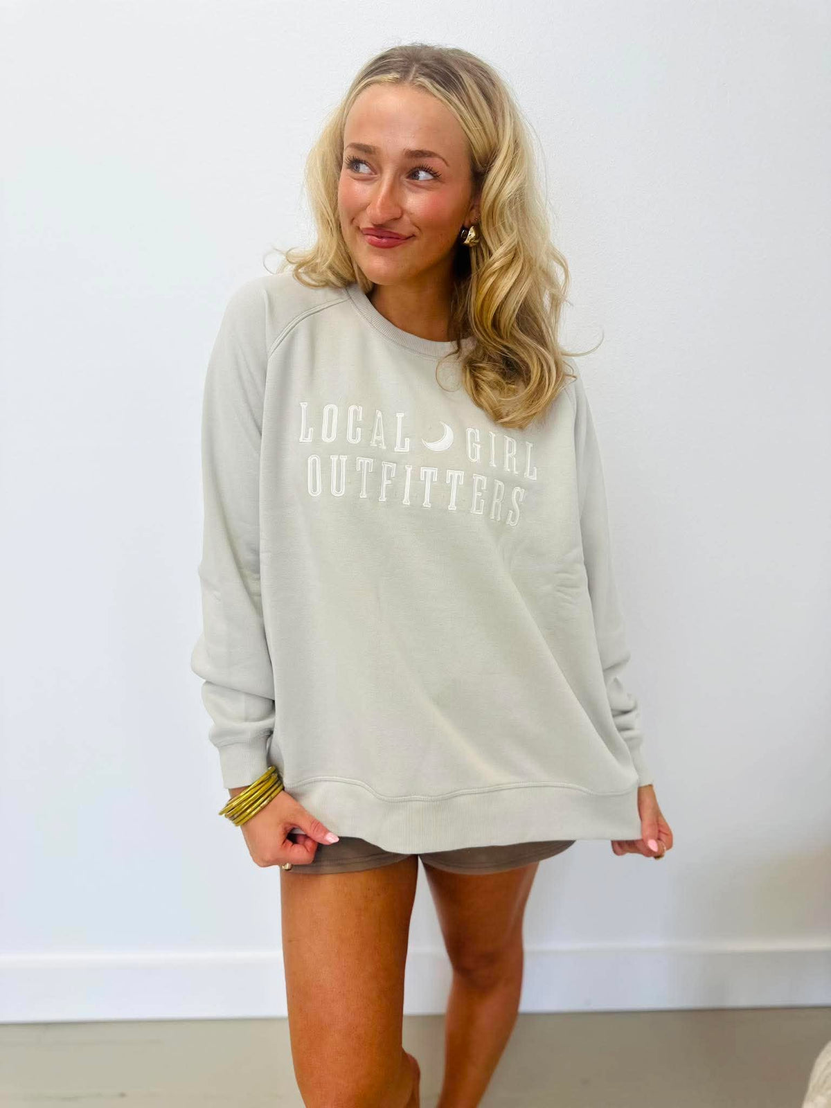 Local Girl Cotton Crewneck - Light Sand
