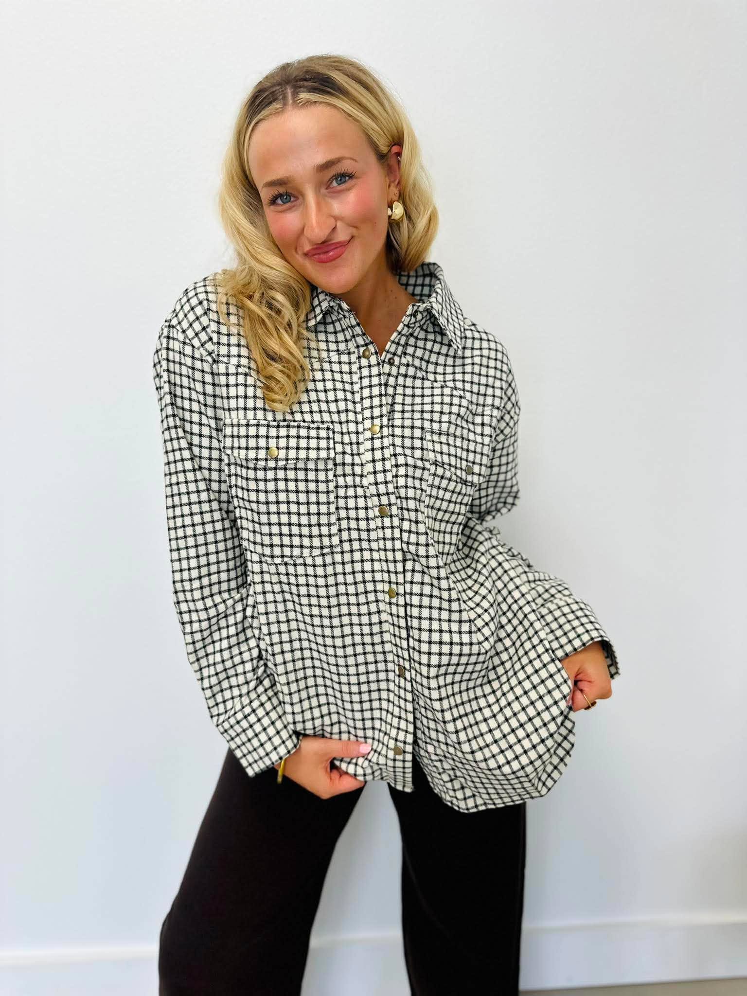 Oversized Plaid Button-Up Shirt