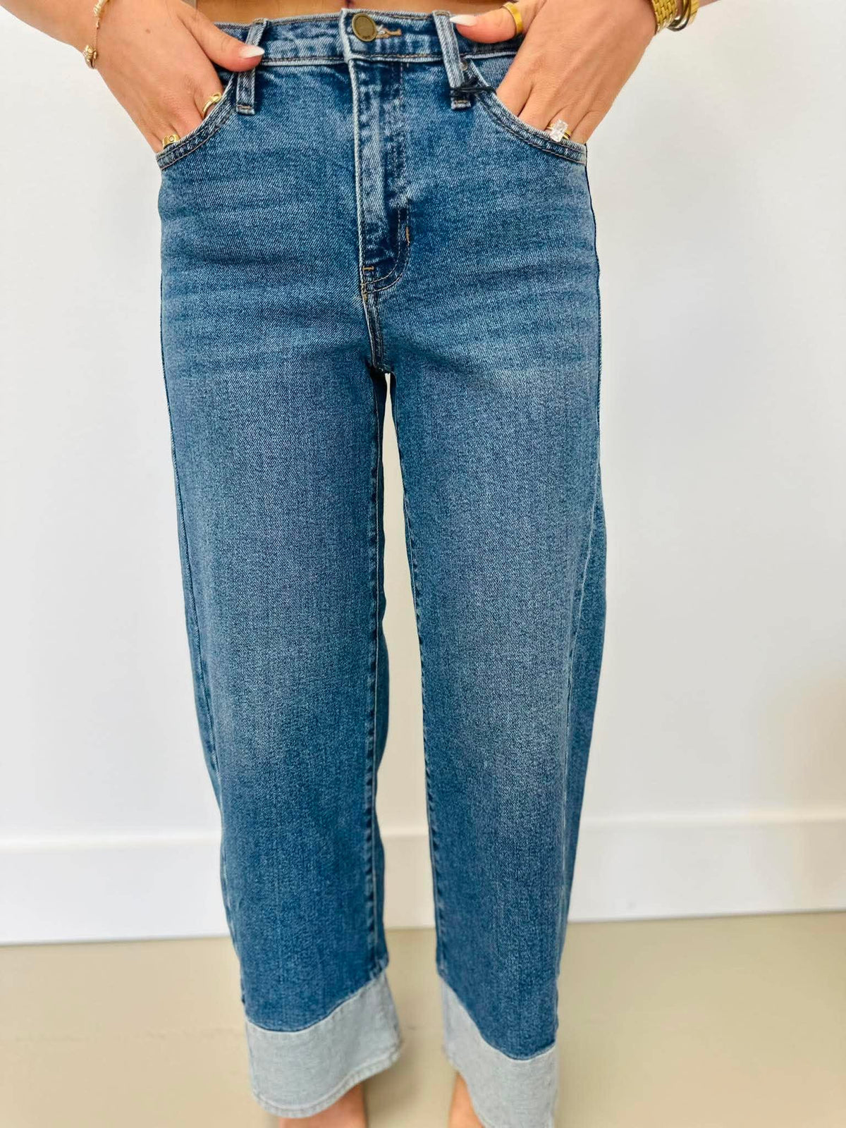 Two Toned Hem Seam Jeans