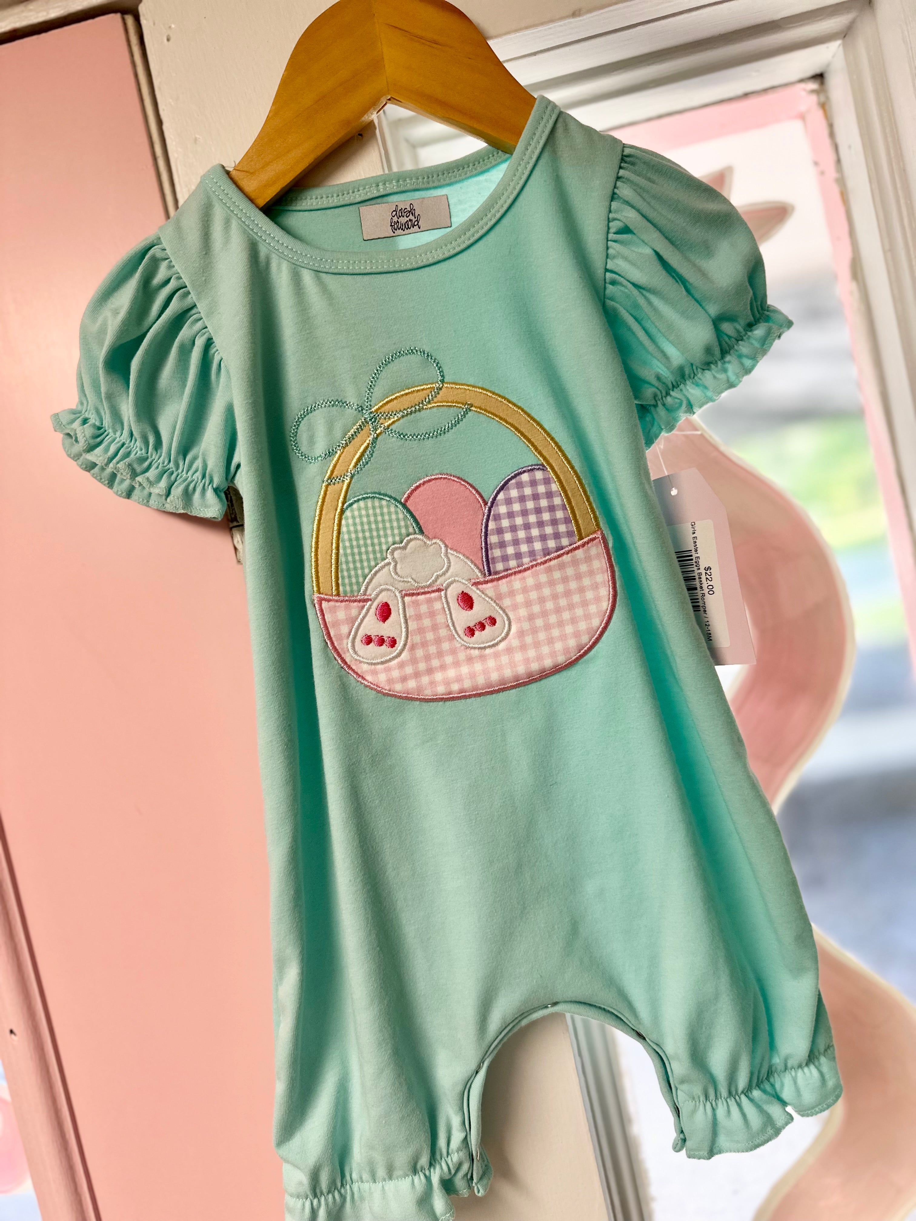 Girls Easter Eggs Basket Romper