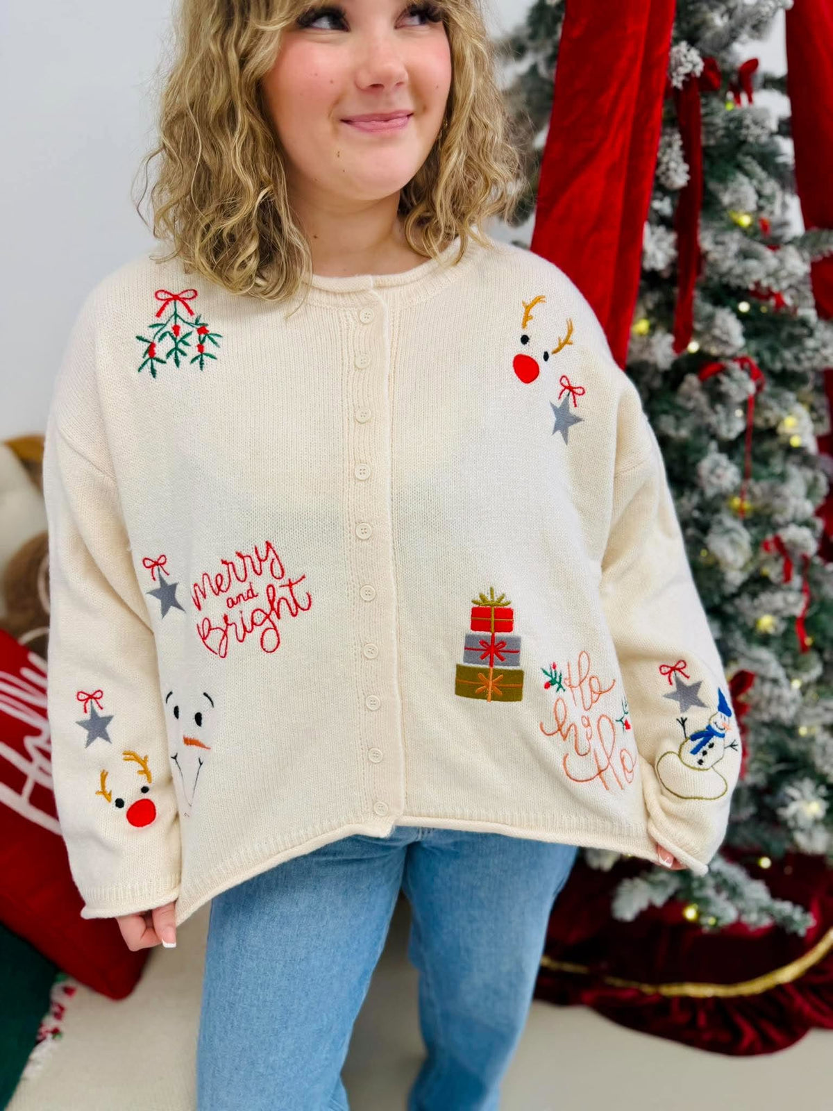 Holiday Embroidered Cardigan