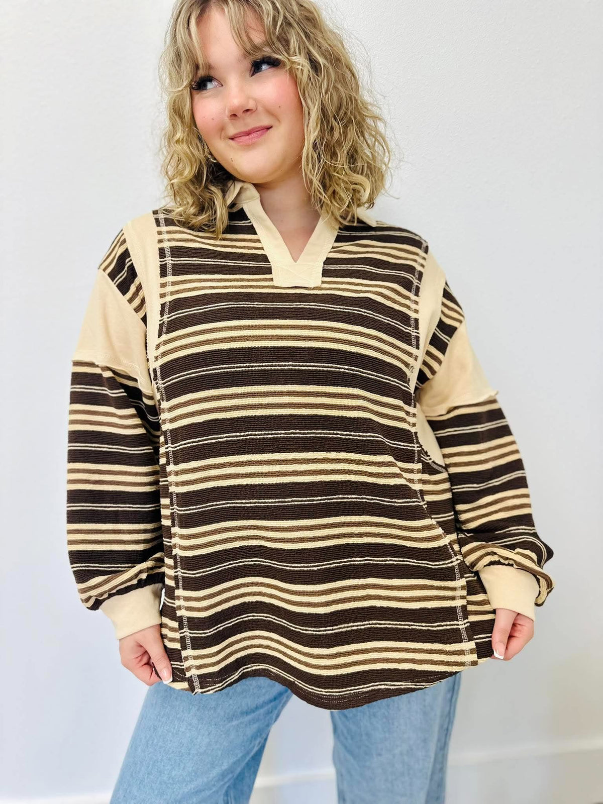 Autumn Stripe Polo Pullover