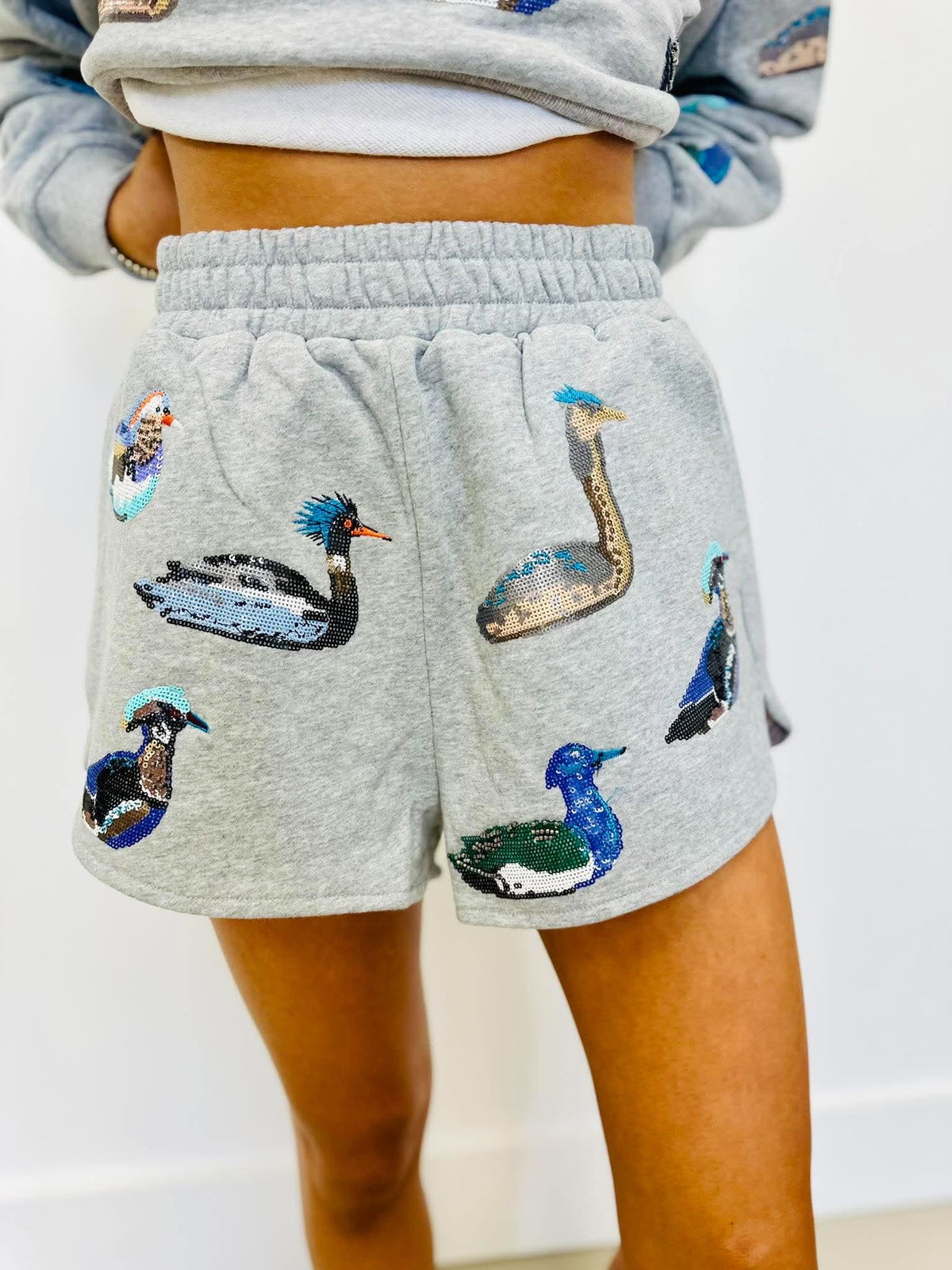 Queen Of Sparkles Dark Grey Multi Duck Short
