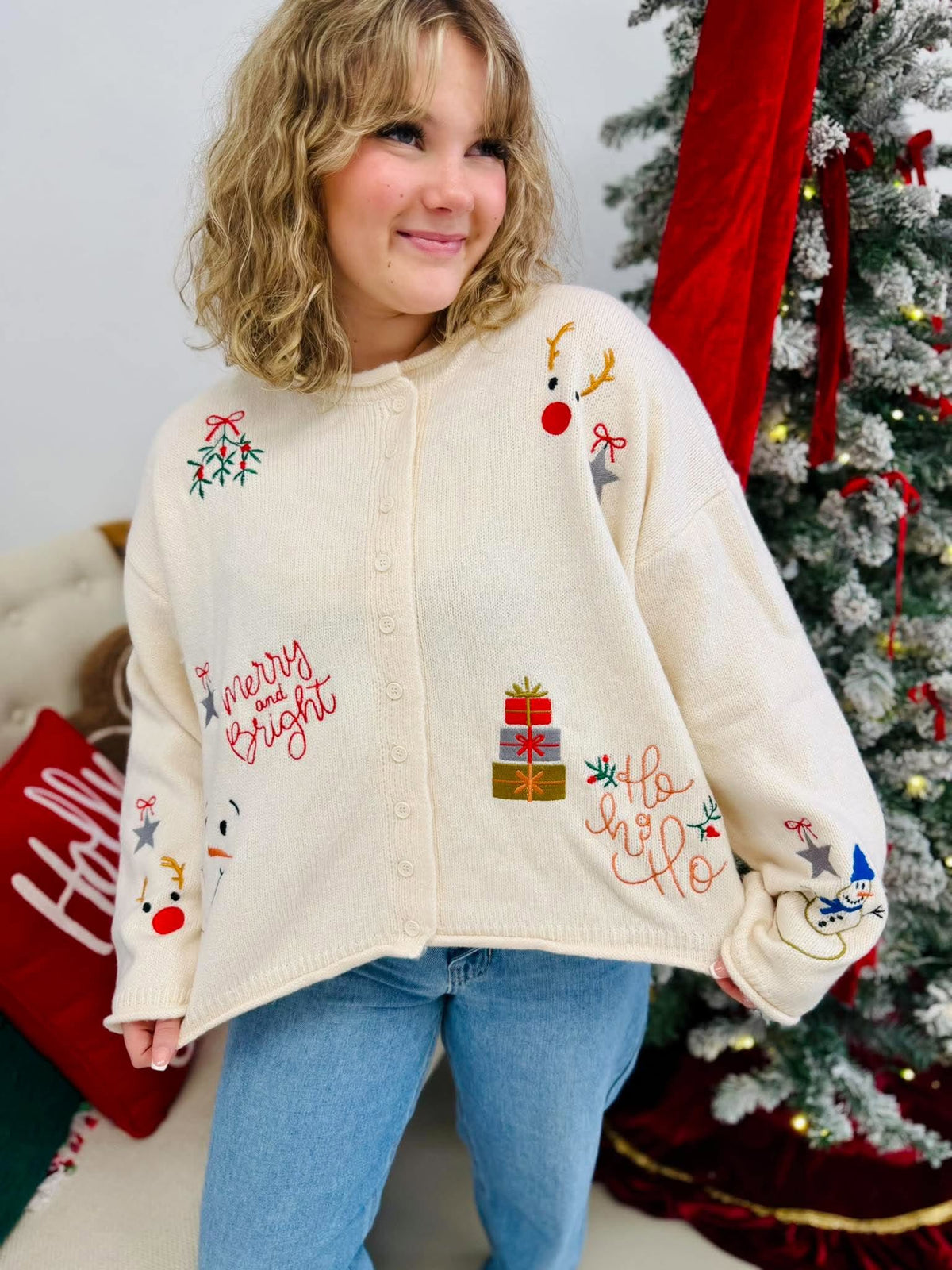 Holiday Embroidered Cardigan