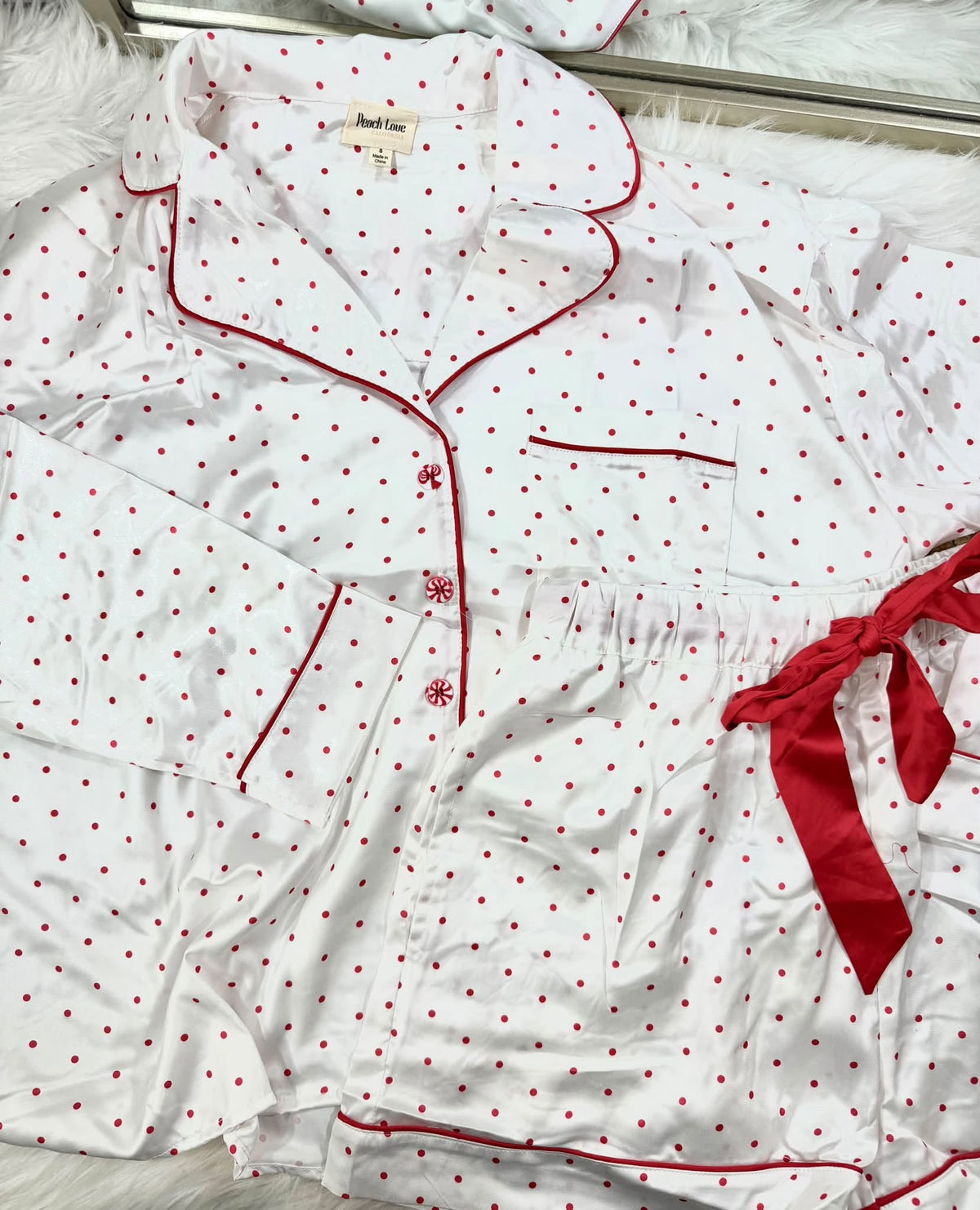 Bright & Joyful Polka Dot Satin Pjs