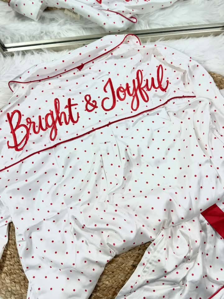 Bright & Joyful Polka Dot Satin Pjs