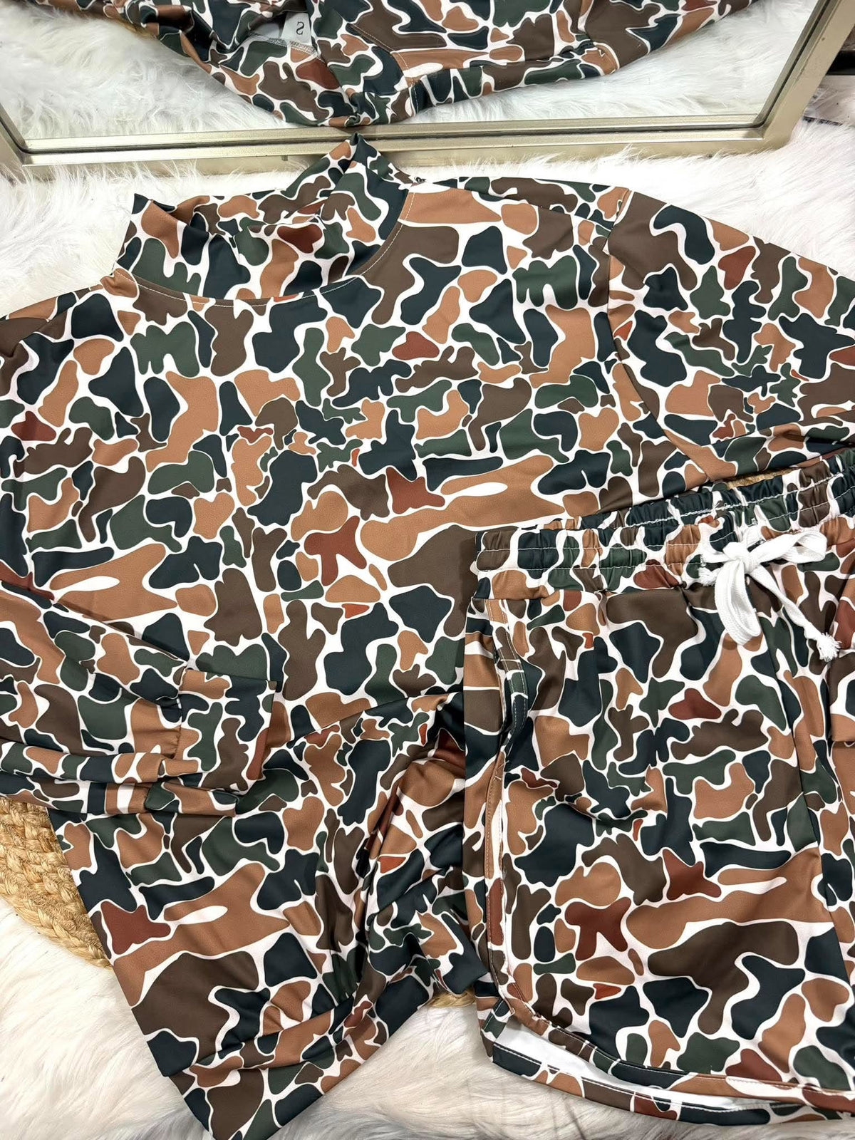 Camo Mock Neck Athletic Set