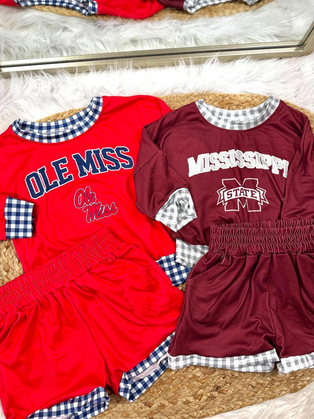 Girls College Mock Neck Short Set