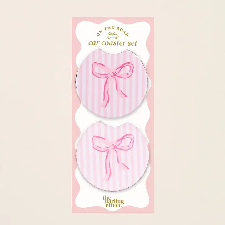 On the Road Car Coaster Set – Bow Pink