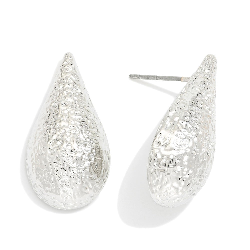 Textured Meal Teardrop Post Drop Earrings