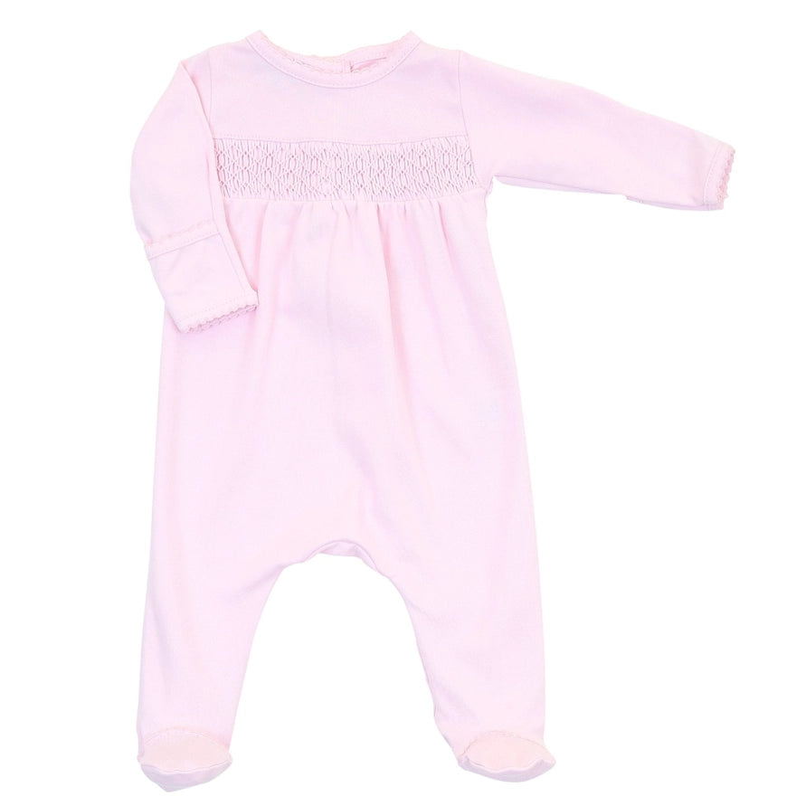 Baby Girl Pink Smocked Footie - Soft Pima Cotton