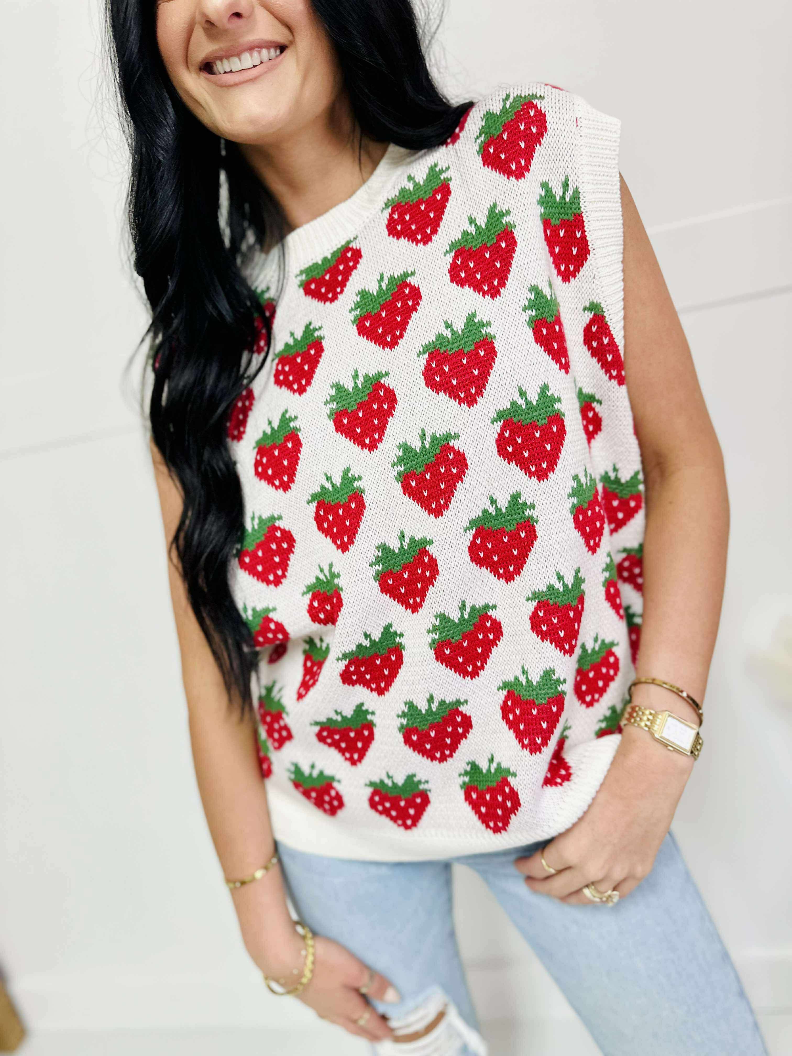Sweet As Strawberry Sleeveless Sweater