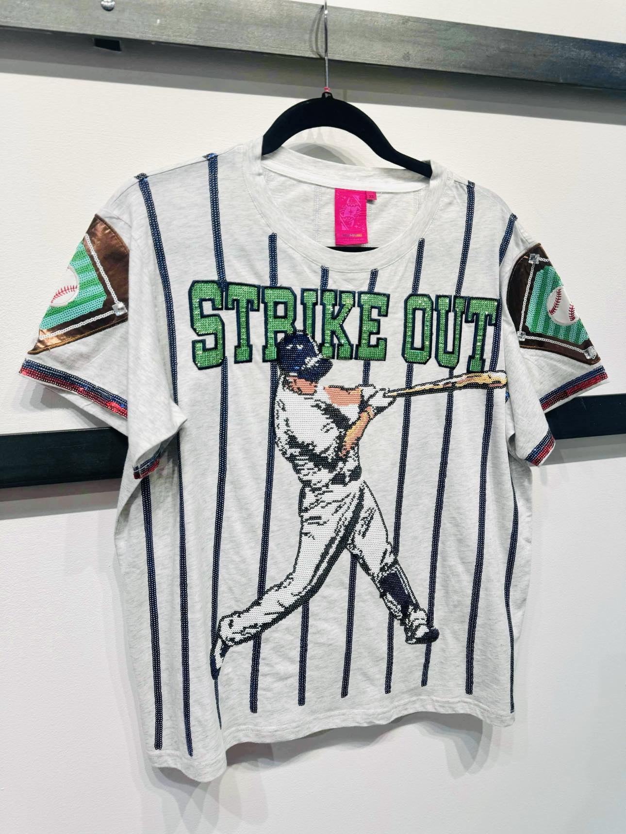 Queen Of SparklesGrey & Royal Strike Out Tee