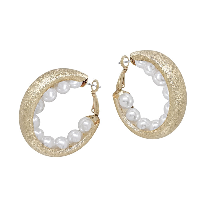 Pearl Gold Hoop Earrings