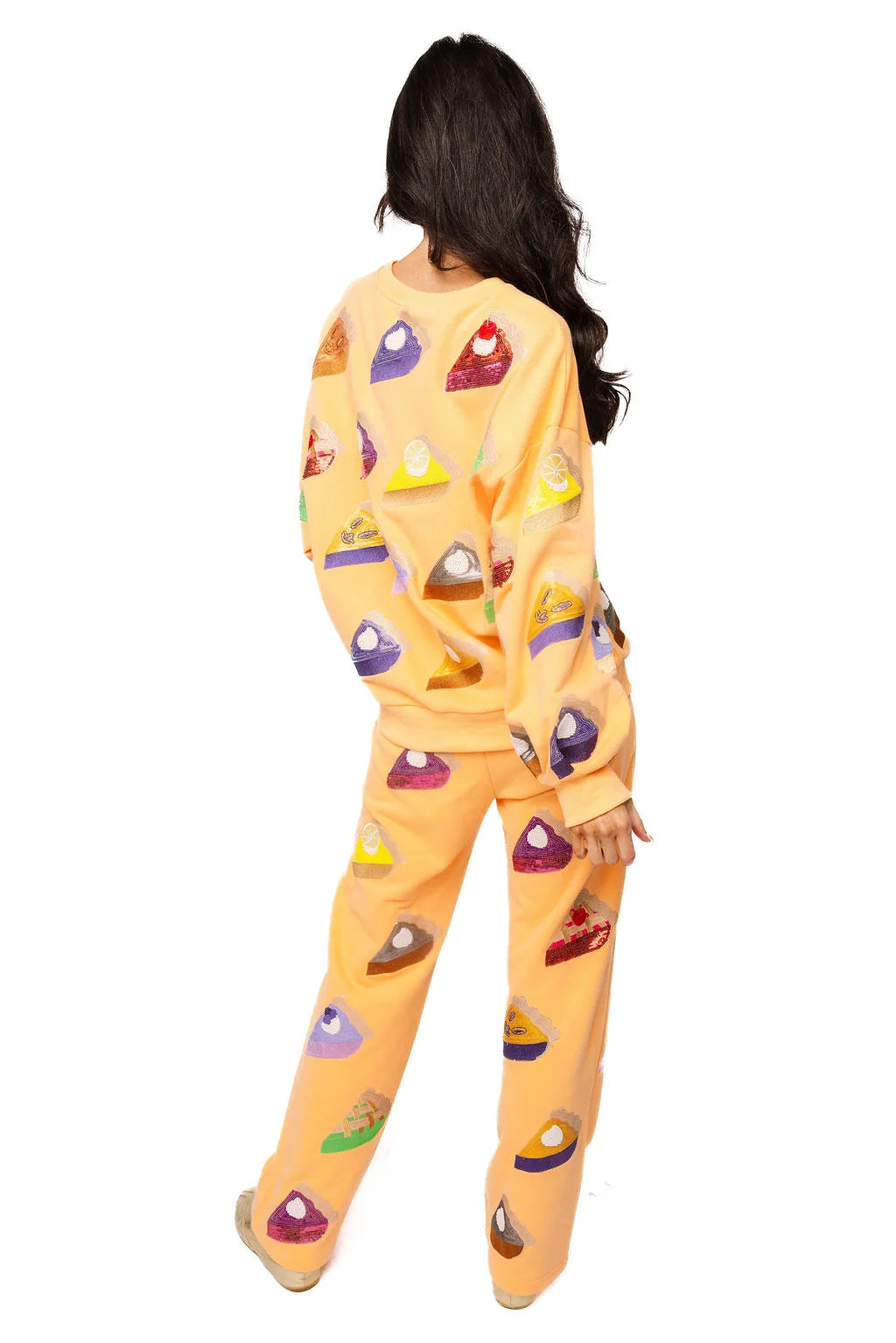 Queen Of Sparkles Peach Multi Pies Sweatshirt