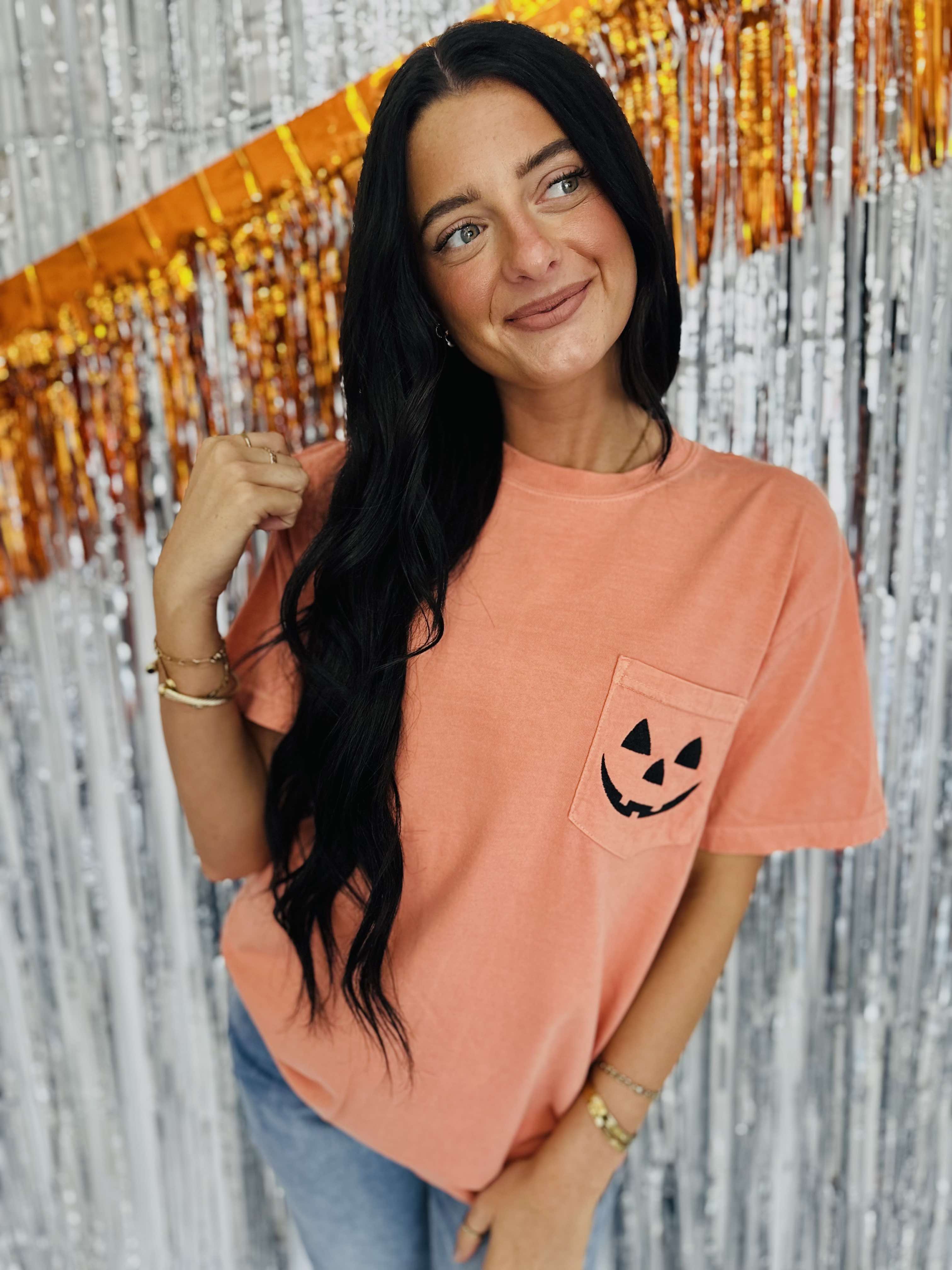 Jack-O-Lantern Pocket Embroider Tee
