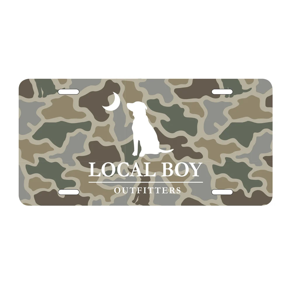 Local Boy License Plate - Dog & Moon Camo