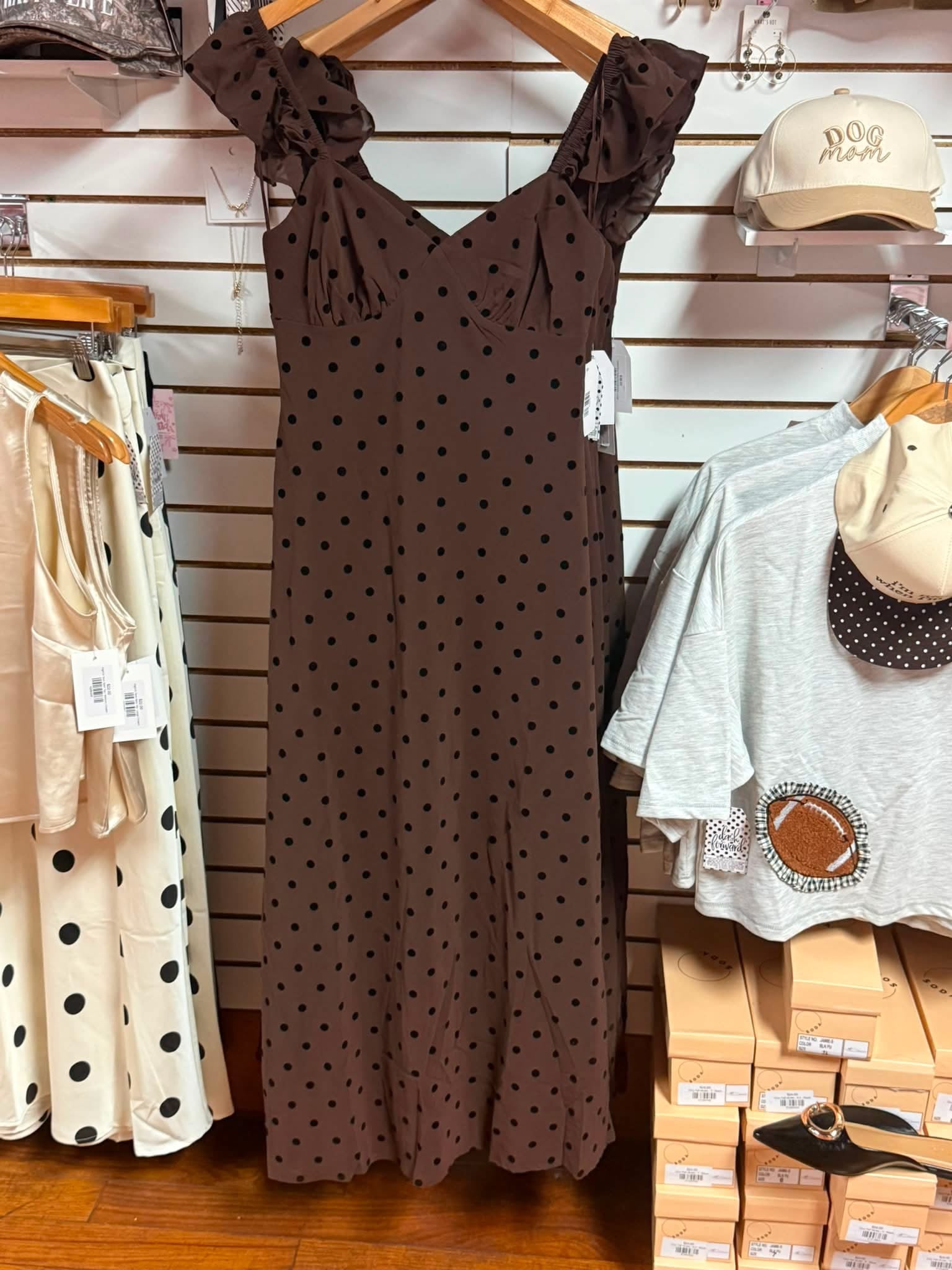 Subtle Detail Polka Dot Midi Dress