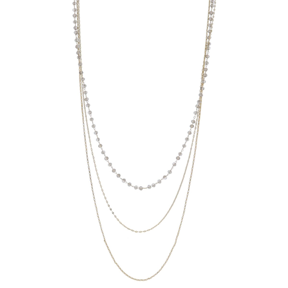 Jane Marie 3 Strand Smokey Beaded Link Necklace