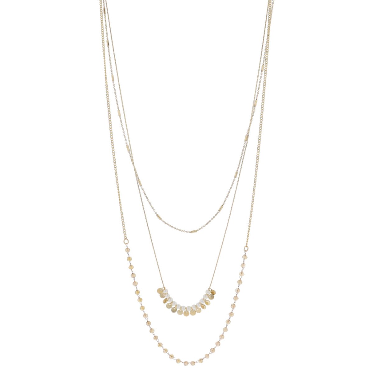 Jane Marie 3 Strand Gold Bar Chain Necklace