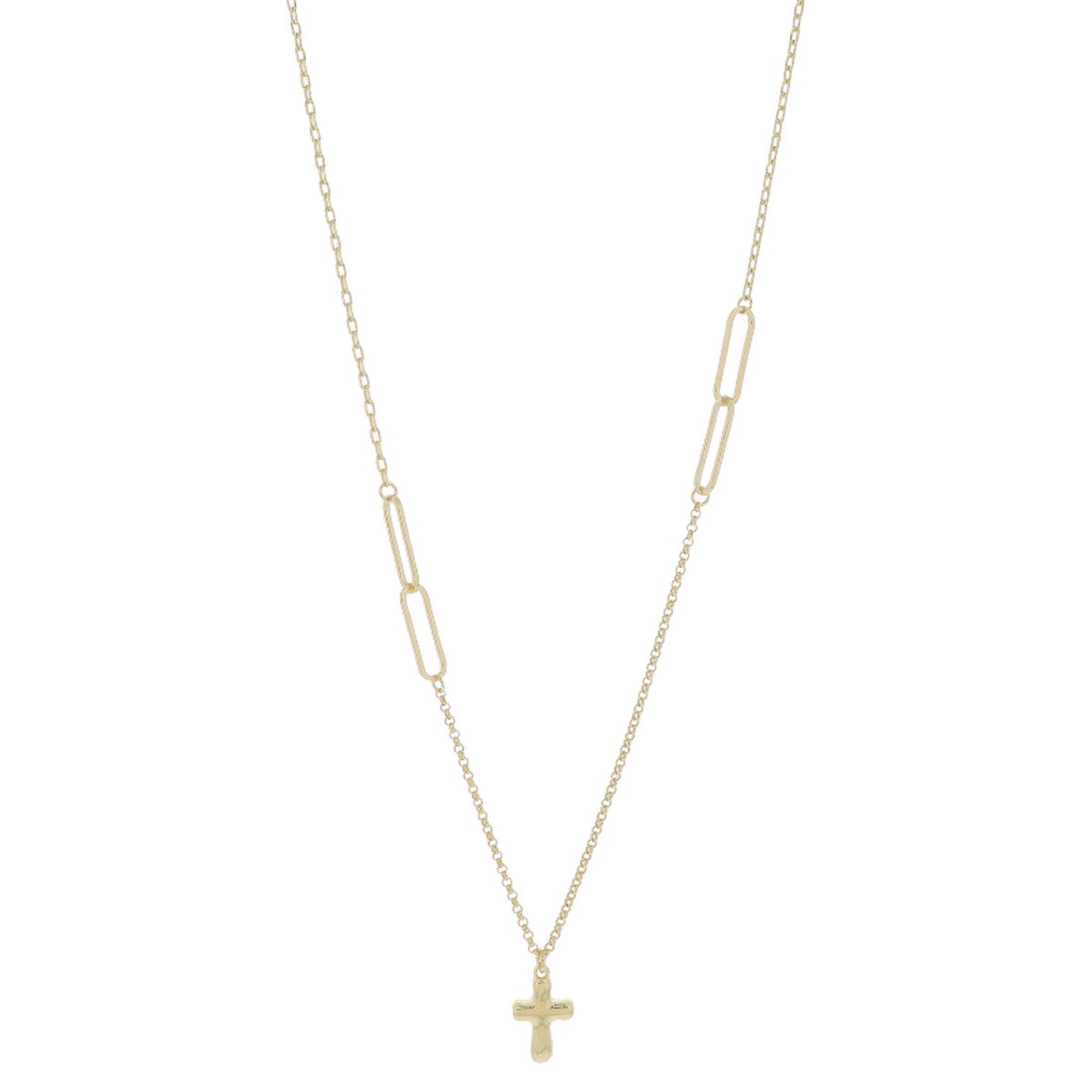 Jane Marie 30" Large Paperclip Link Cross Necklace