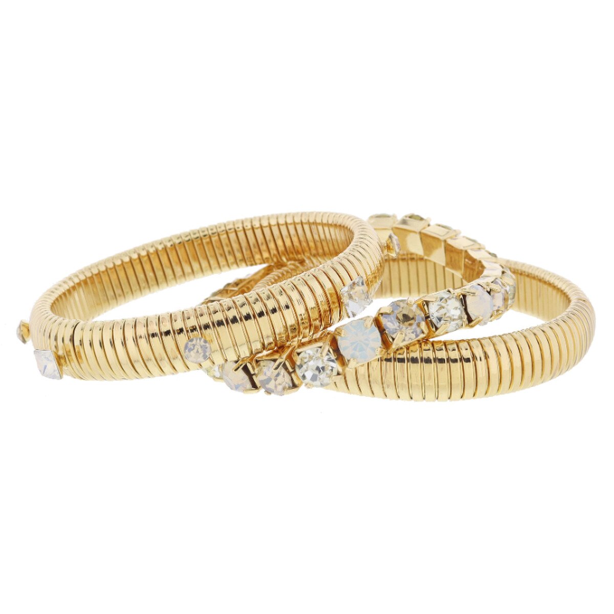 Jane Marie Set Of 3 Chunky Gold Crystal Bangles