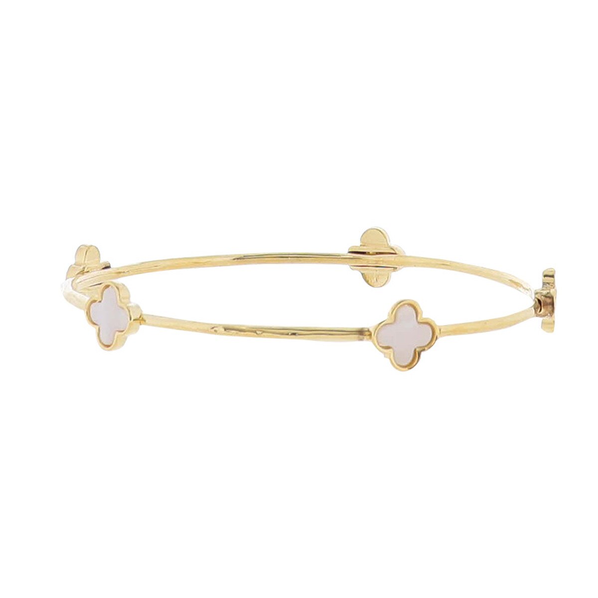 Jane Marie 18K Gold Plated Bangle Bracelet with Pearl Clovers