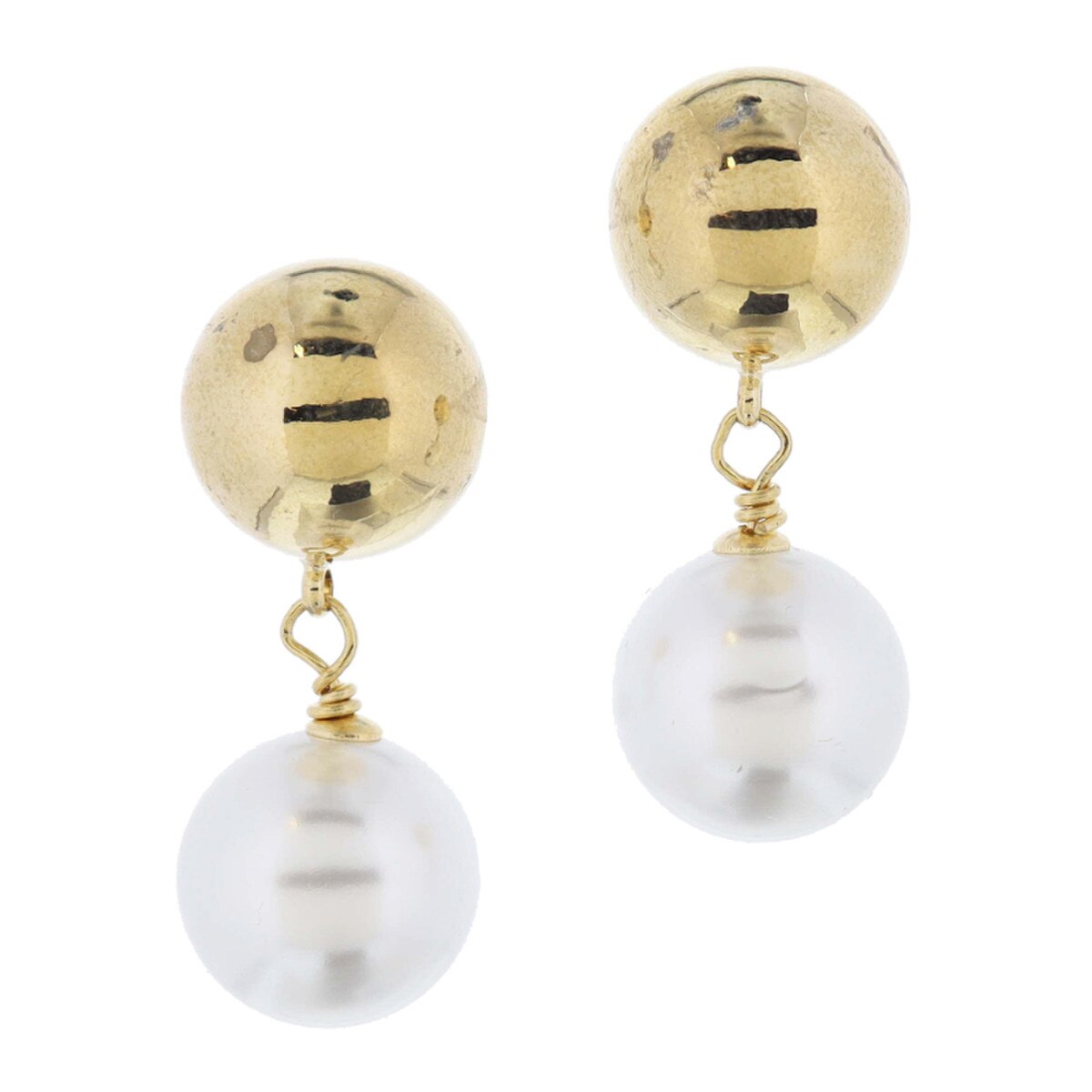 Jane Marie Large Gold Ball With Pearl Dangle Earrings