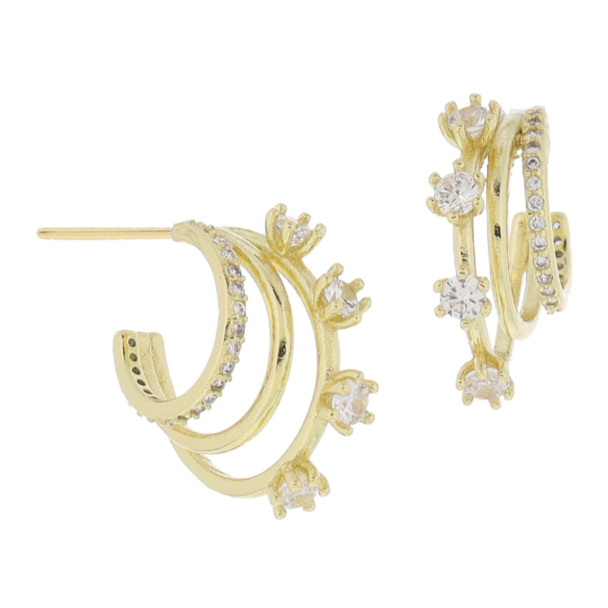 Jane Marie Gold Crystal Hoops