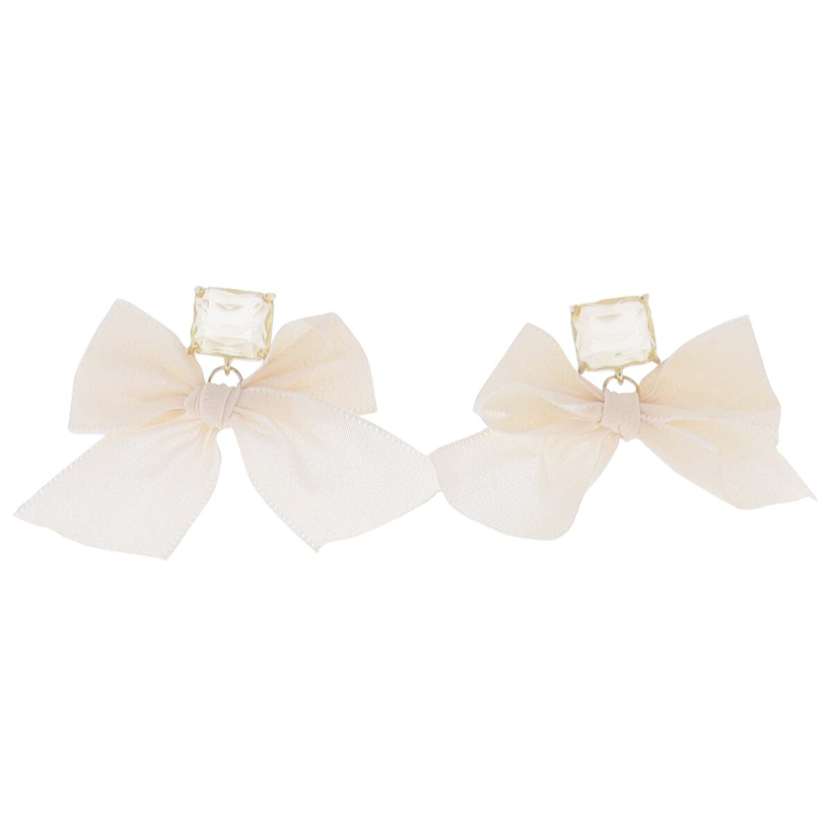 Jane Marie Champagne Crystal with Cream Bow Earrings