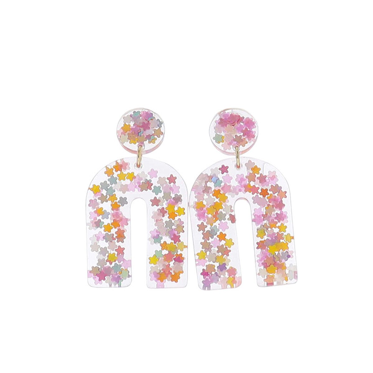 Jane Marie Pink Multi Acrylic Confetti Filled Earrings