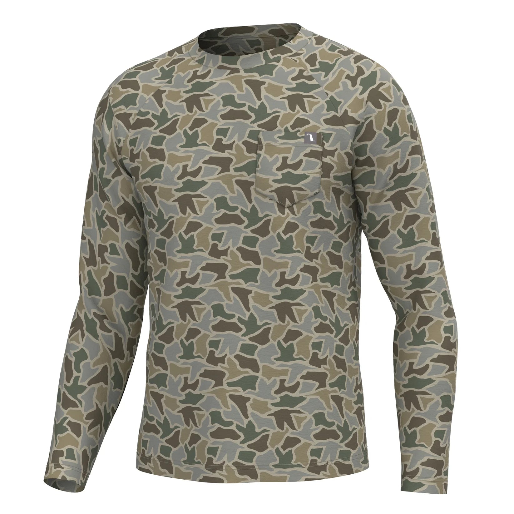 Youth Long Sleeve Heather Performance Shirt - Sand Duck Camo