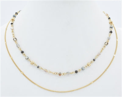 Gold Thin Crystal Snake Chain