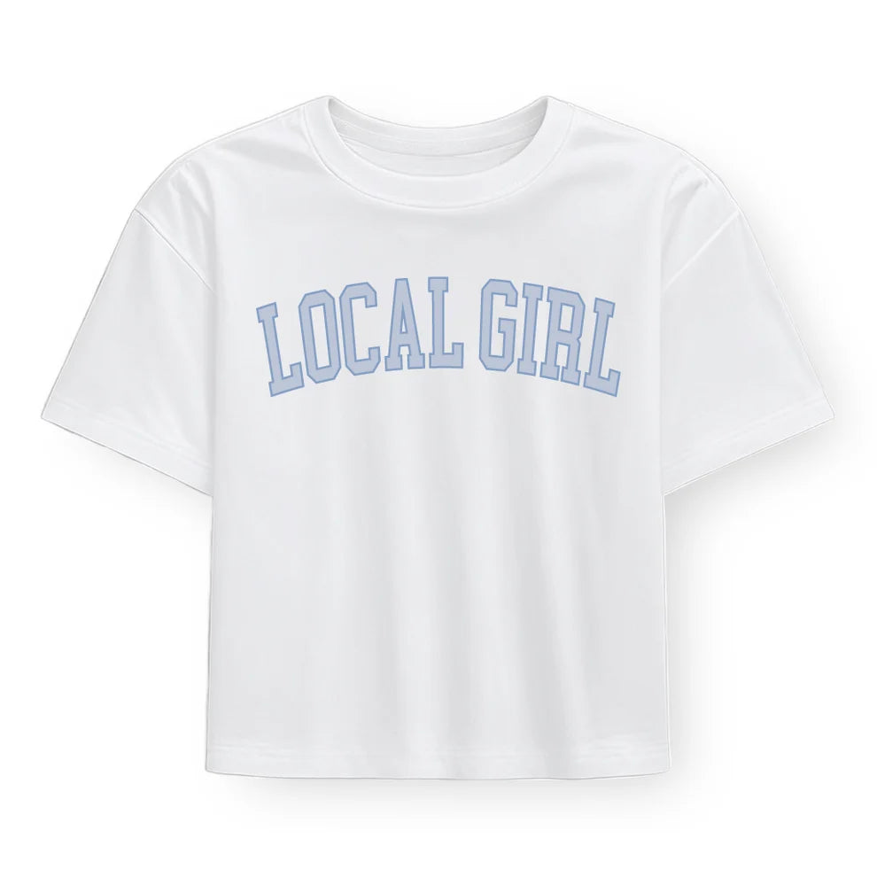 Local Girl Arch Periwinkle Graphic Cropped Tee