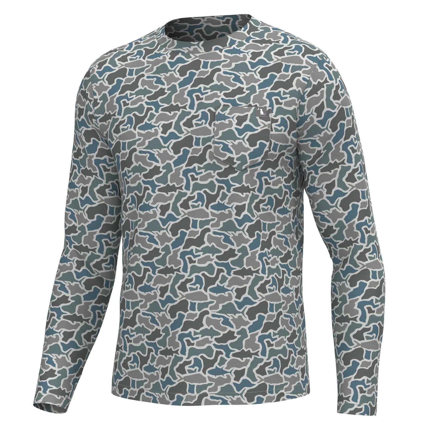 Local Boy Long Sleeve Heather Blend Crew - Fish Camo