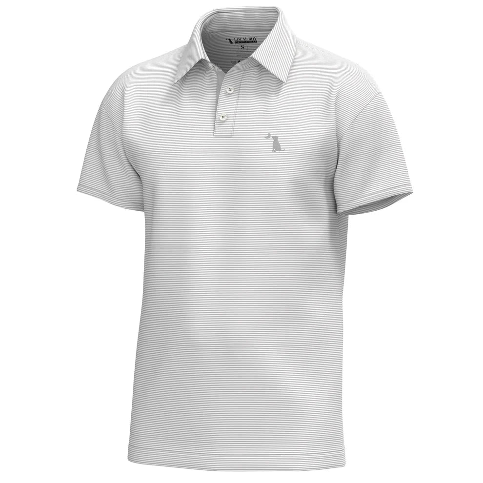 Local Boy Youth Palms Polo - Light Grey/White