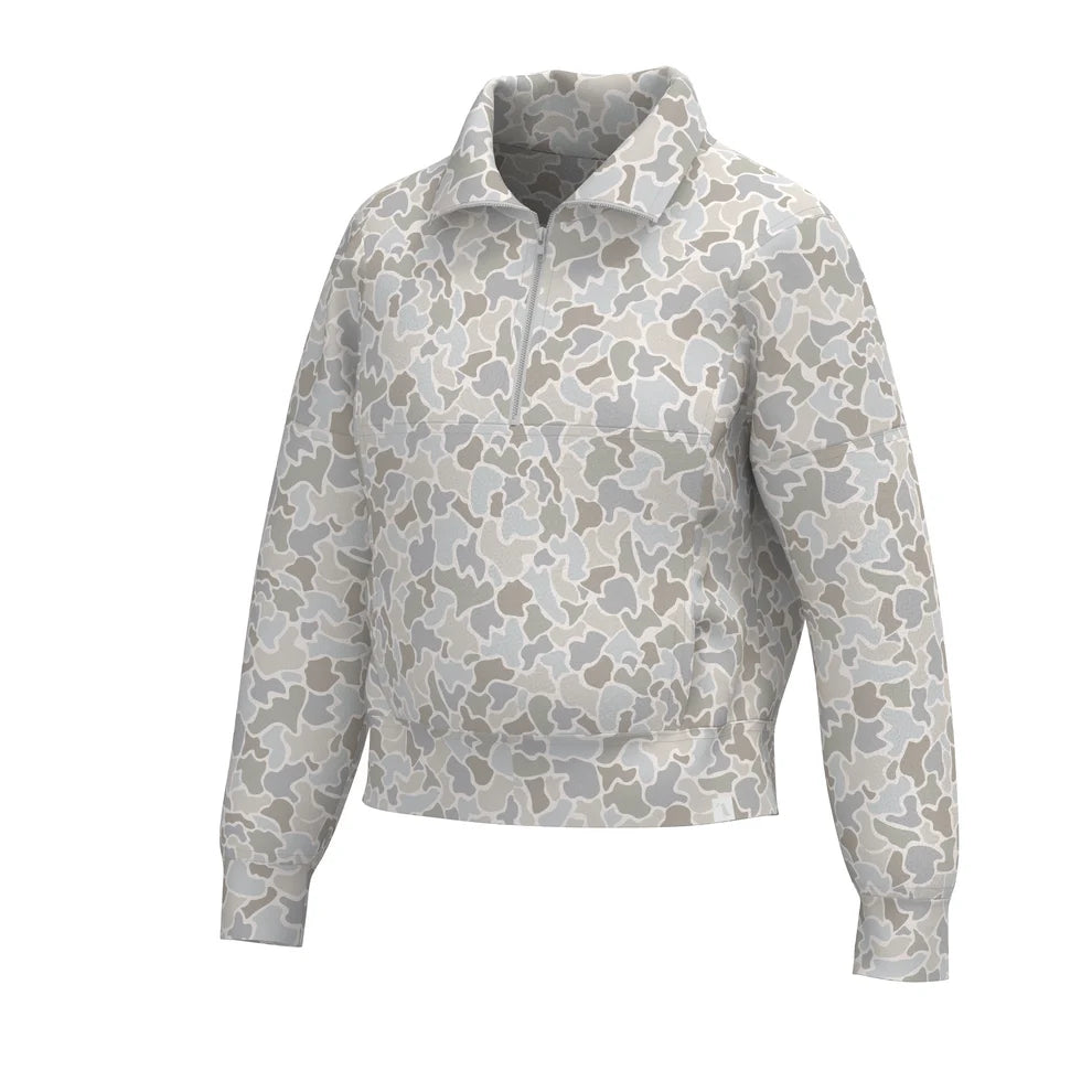 Local Girl Velvet Fleece Quarter Zip - Saltwater Camo